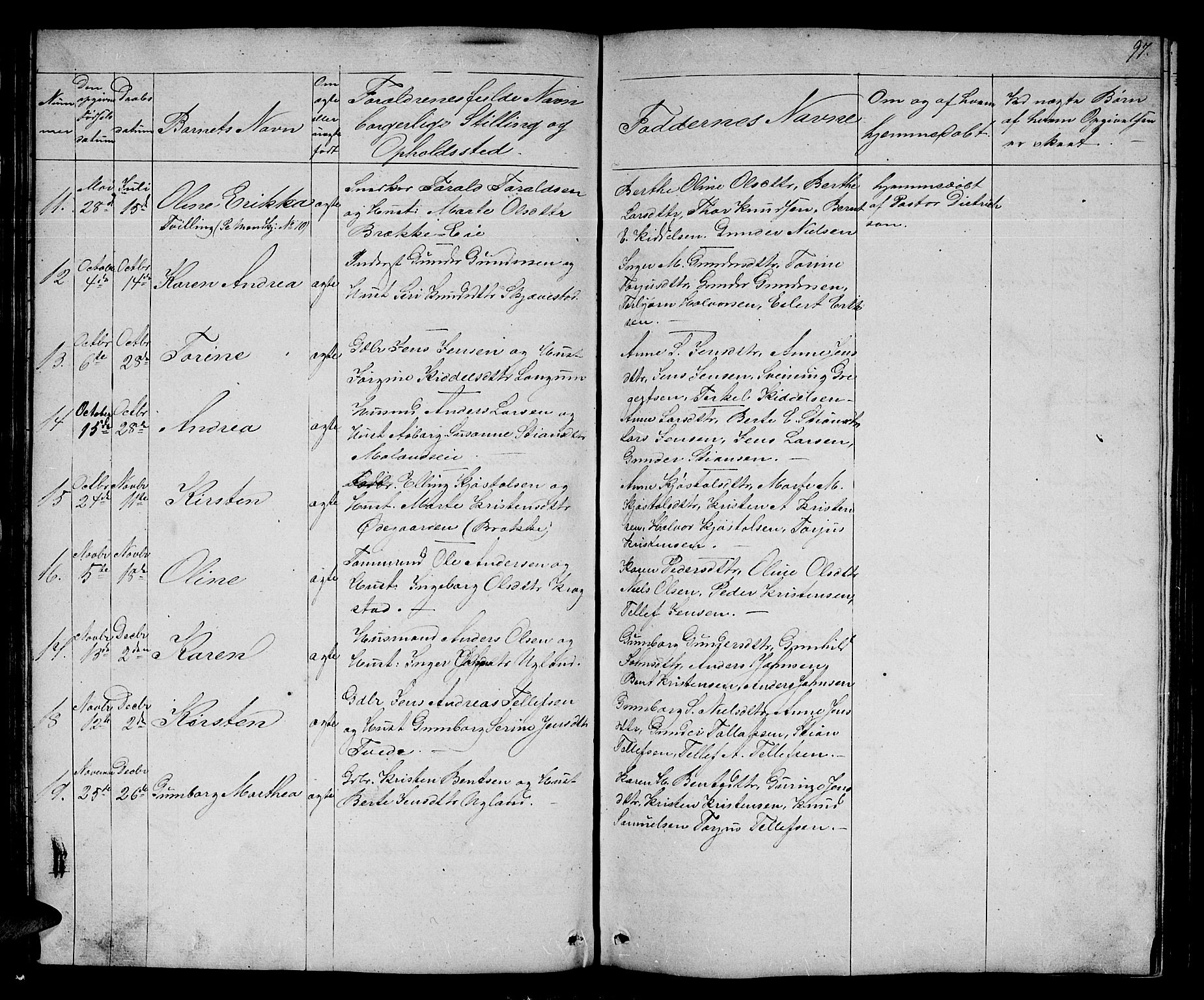 Austre Moland sokneprestkontor, SAK/1111-0001/F/Fb/Fba/L0001: Parish register (copy) no. B 1, 1842-1868, p. 97