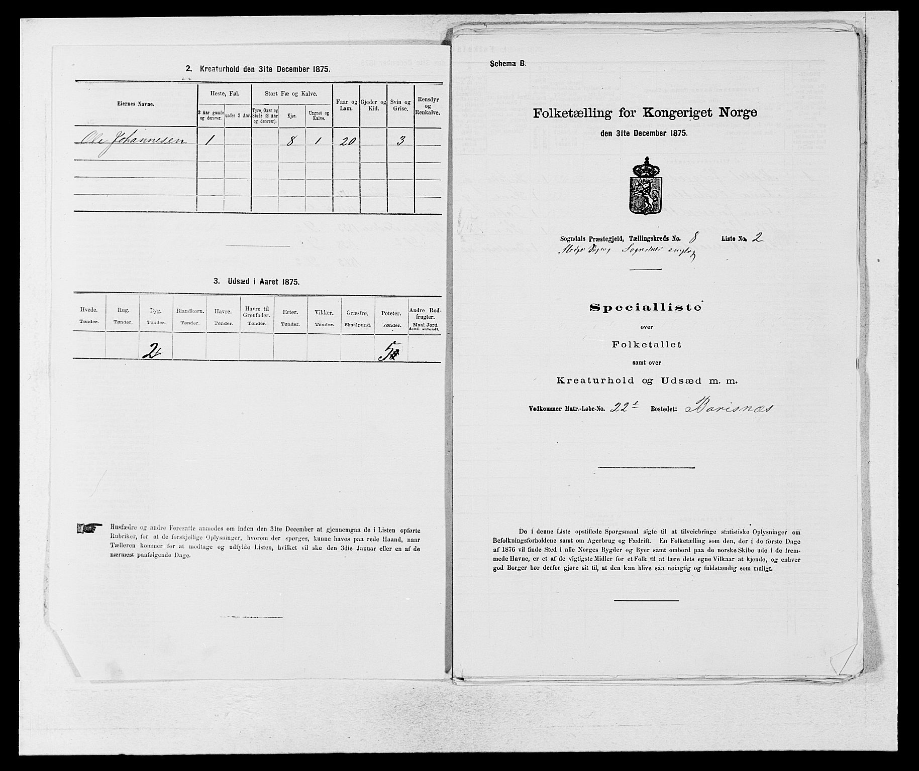 SAB, 1875 census for 1420P Sogndal, 1875, p. 754