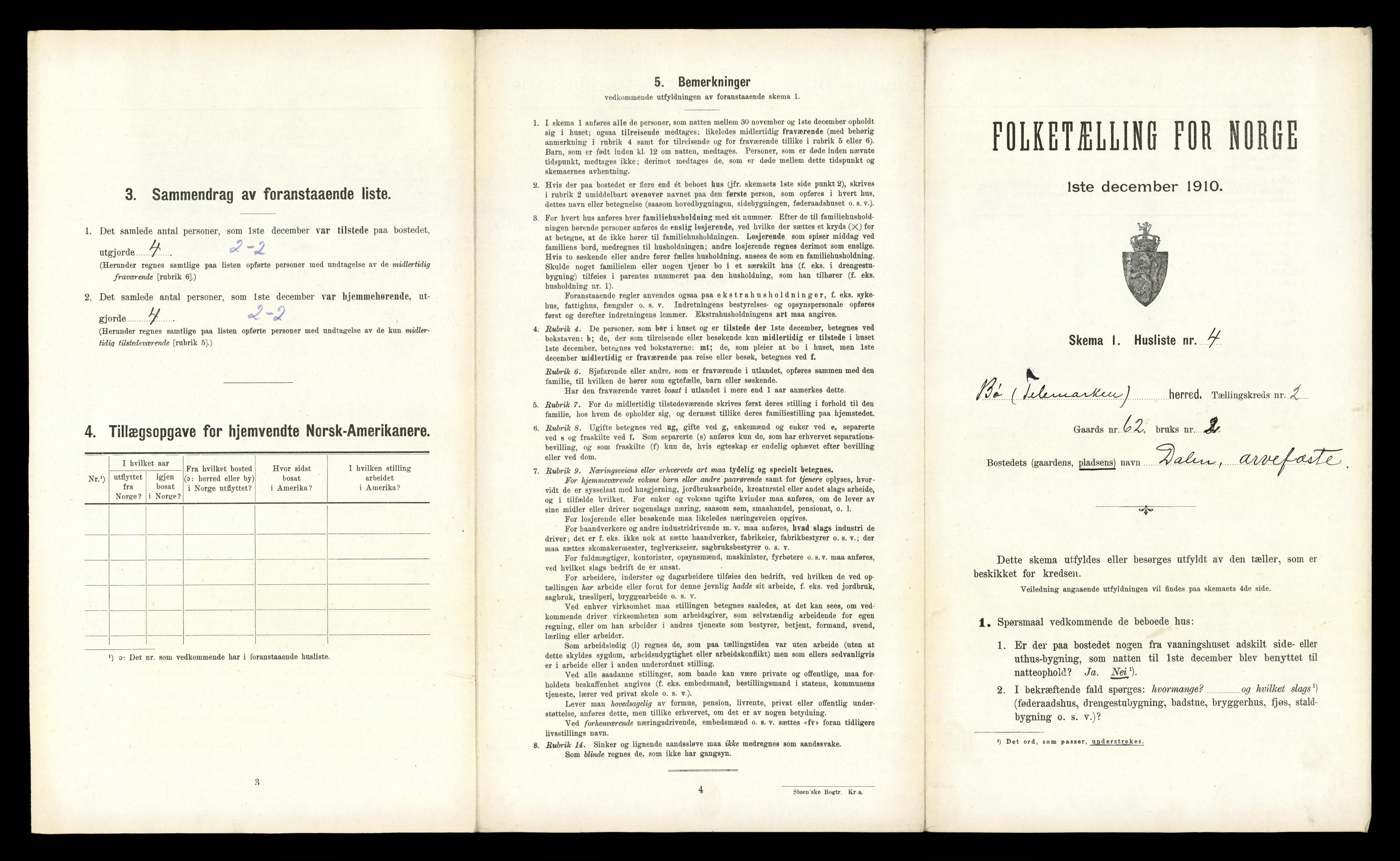 RA, 1910 census for Bø, 1910, p. 261