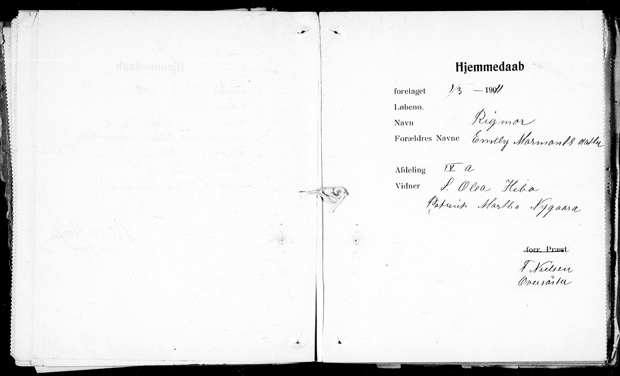 Ullevål sykehus prestekontor Kirkebøker, SAO/A-10542a/K/Ka/L0002: Baptism register no. 2, 1907-1924