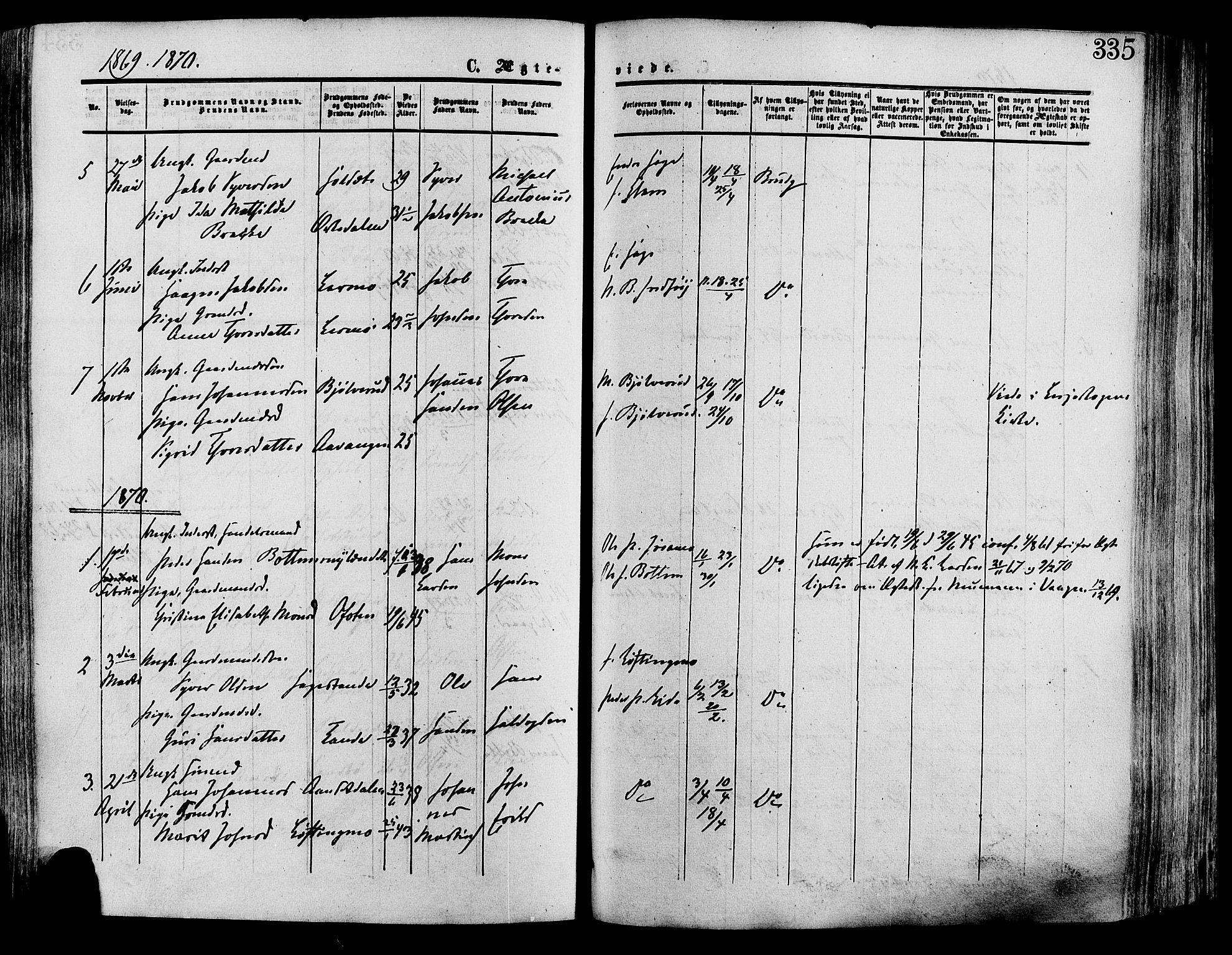 Lesja prestekontor, SAH/PREST-068/H/Ha/Haa/L0008: Parish register (official) no. 8, 1854-1880, p. 335