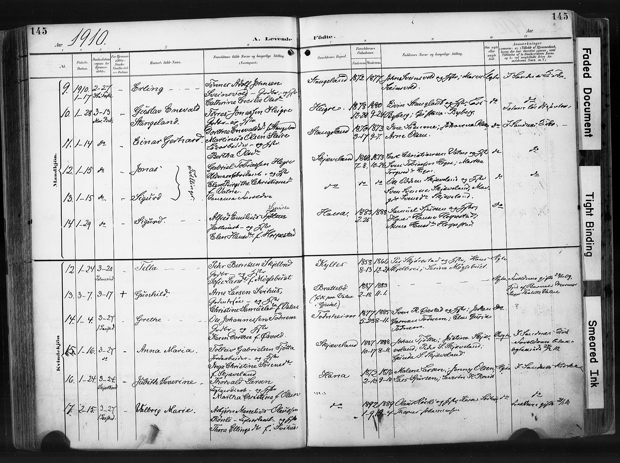 Høyland sokneprestkontor, AV/SAST-A-101799/001/30BA/L0015: Parish register (official) no. A 14, 1899-1911, p. 145