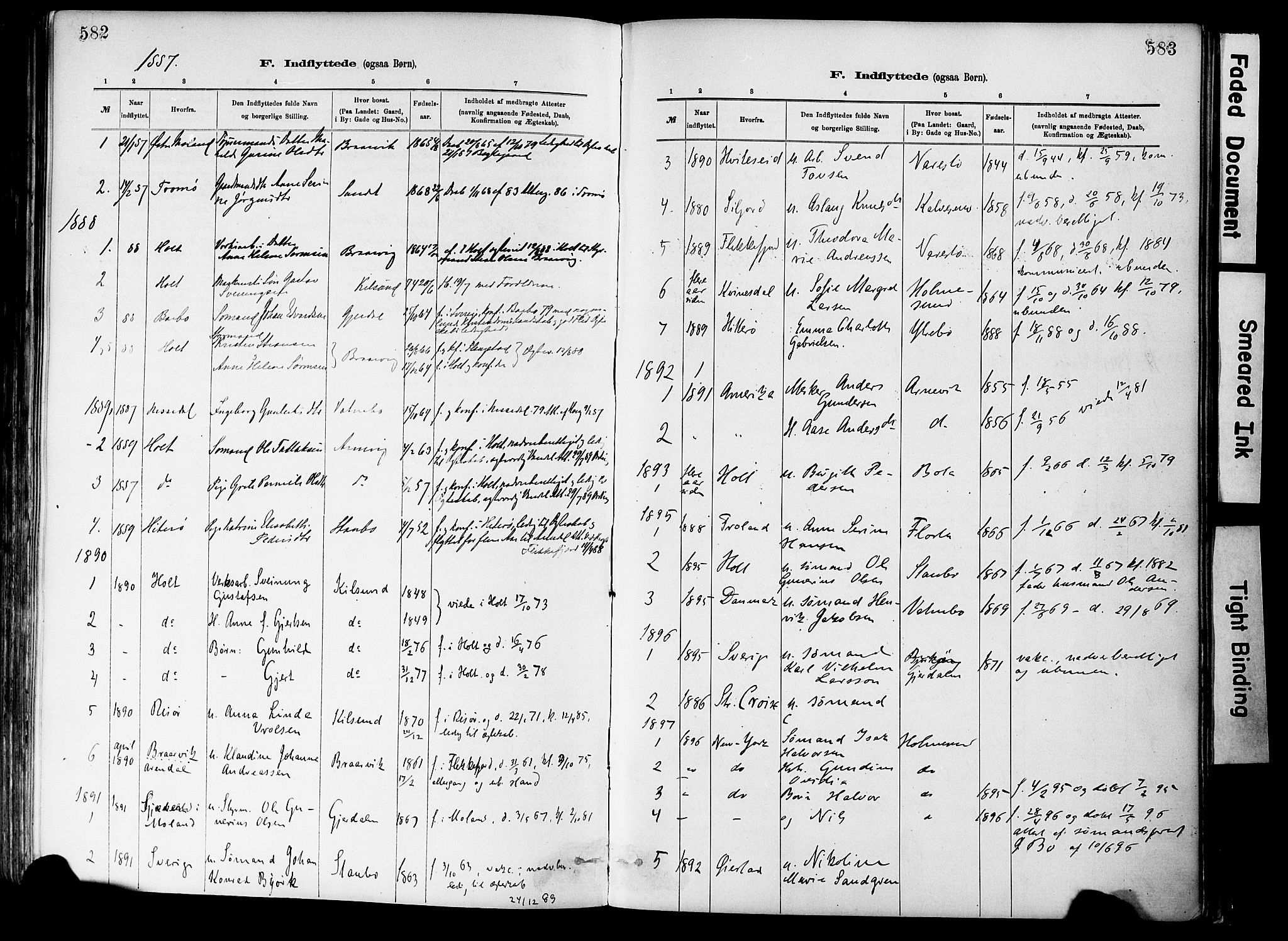 Dypvåg sokneprestkontor, SAK/1111-0007/F/Fa/Fab/L0001: Parish register (official) no. A 1, 1885-1912, p. 582-583