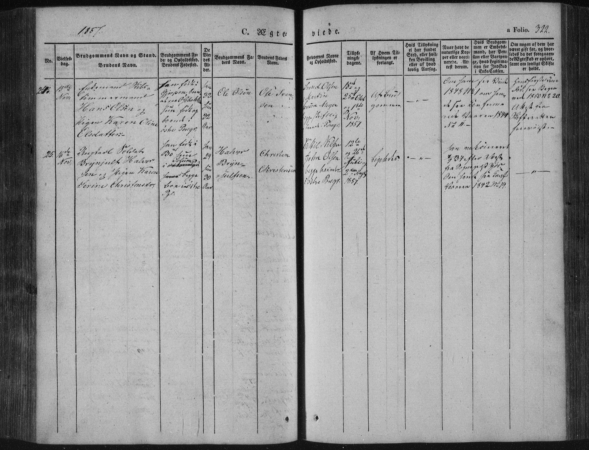 Porsgrunn kirkebøker , SAKO/A-104/F/Fa/L0006: Parish register (official) no. 6, 1841-1857, p. 322