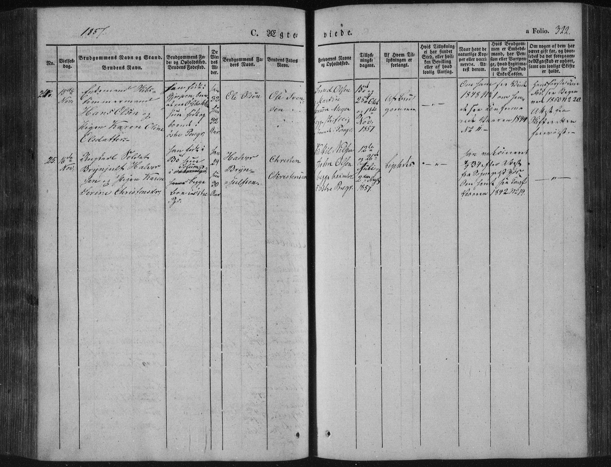 Porsgrunn kirkebøker , AV/SAKO-A-104/F/Fa/L0006: Parish register (official) no. 6, 1841-1857, p. 322