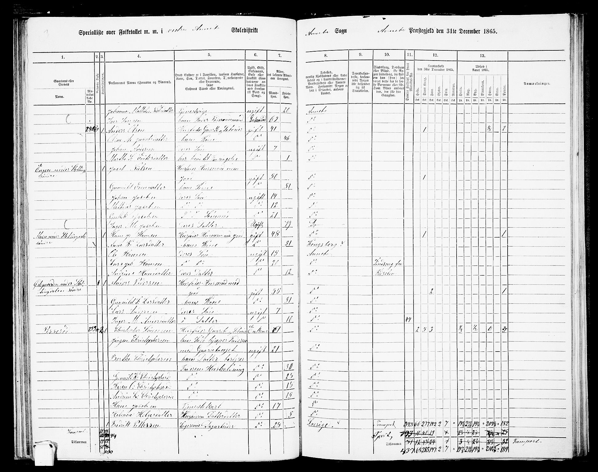 RA, 1865 census for Andebu, 1865, p. 62