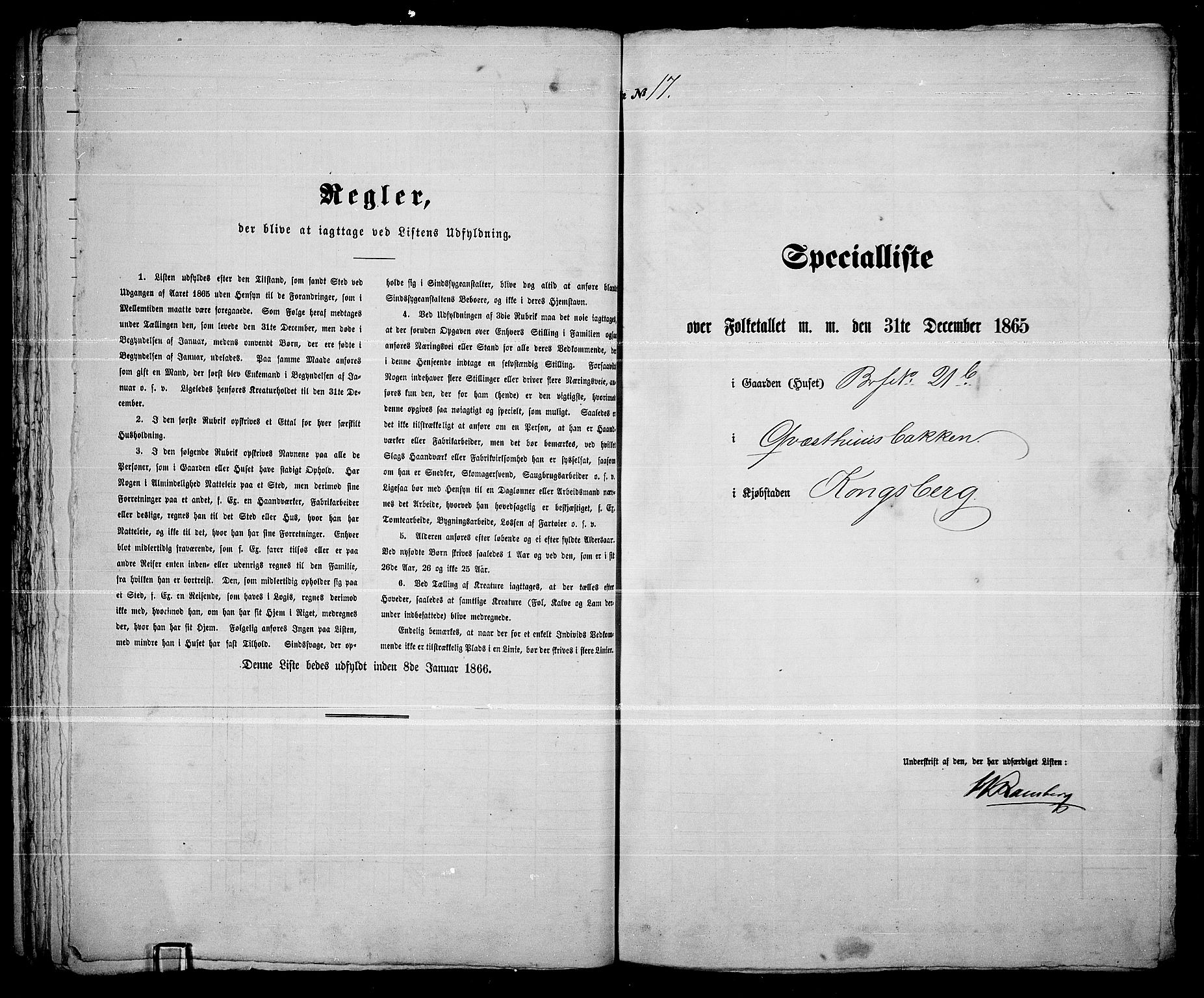 RA, 1865 census for Kongsberg/Kongsberg, 1865, p. 43