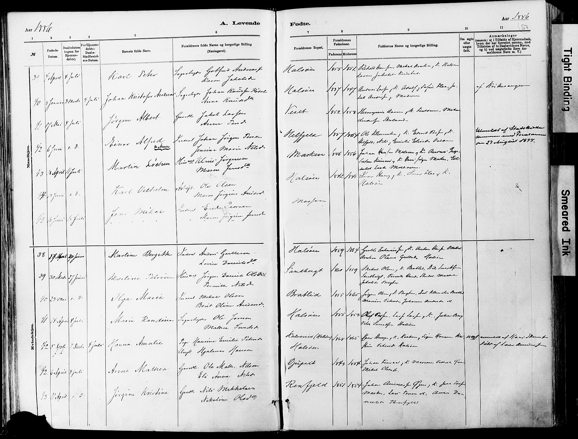 Ministerialprotokoller, klokkerbøker og fødselsregistre - Nordland, AV/SAT-A-1459/820/L0295: Parish register (official) no. 820A16, 1880-1896, p. 57
