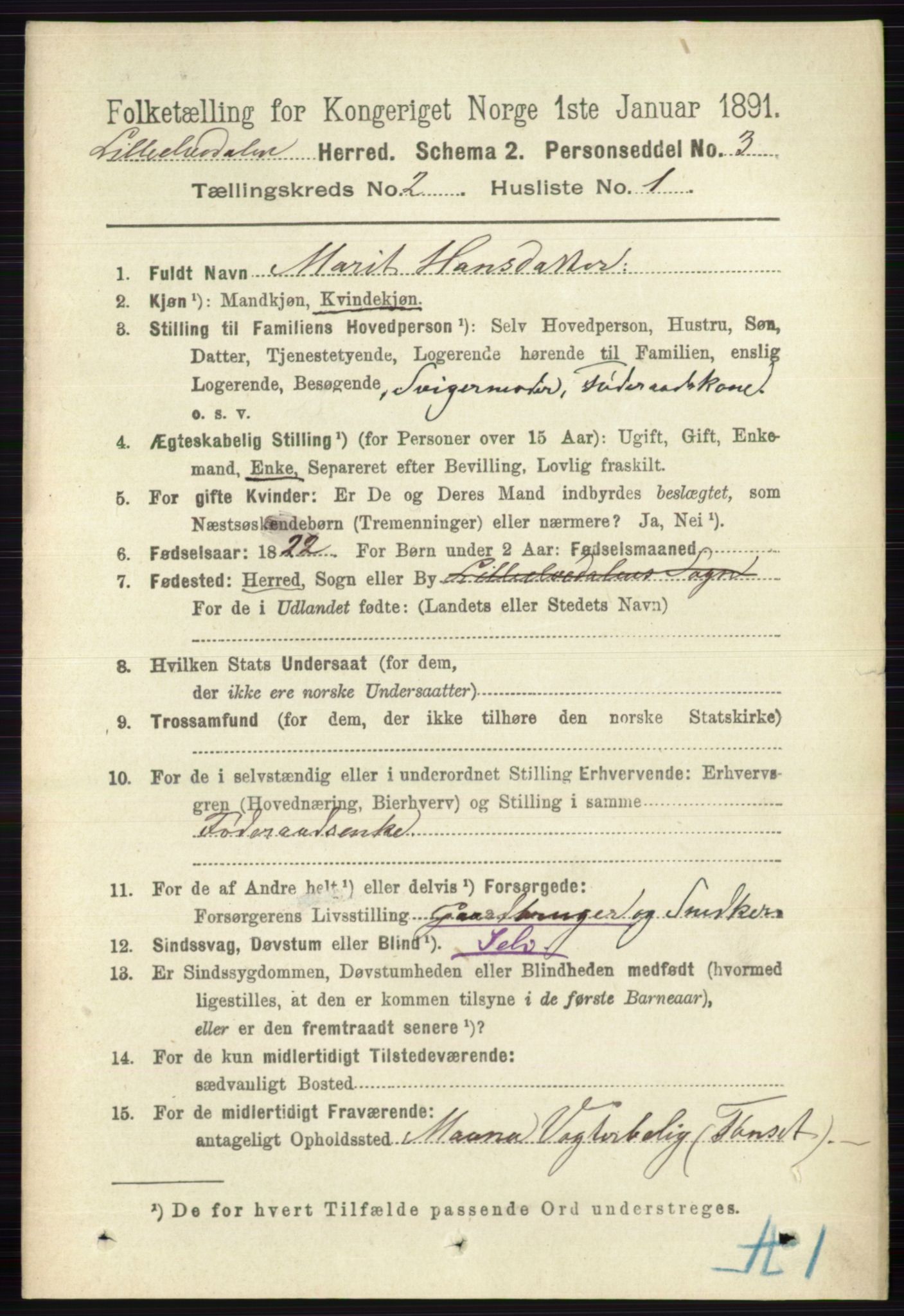 RA, 1891 census for 0438 Lille Elvedalen, 1891, p. 552