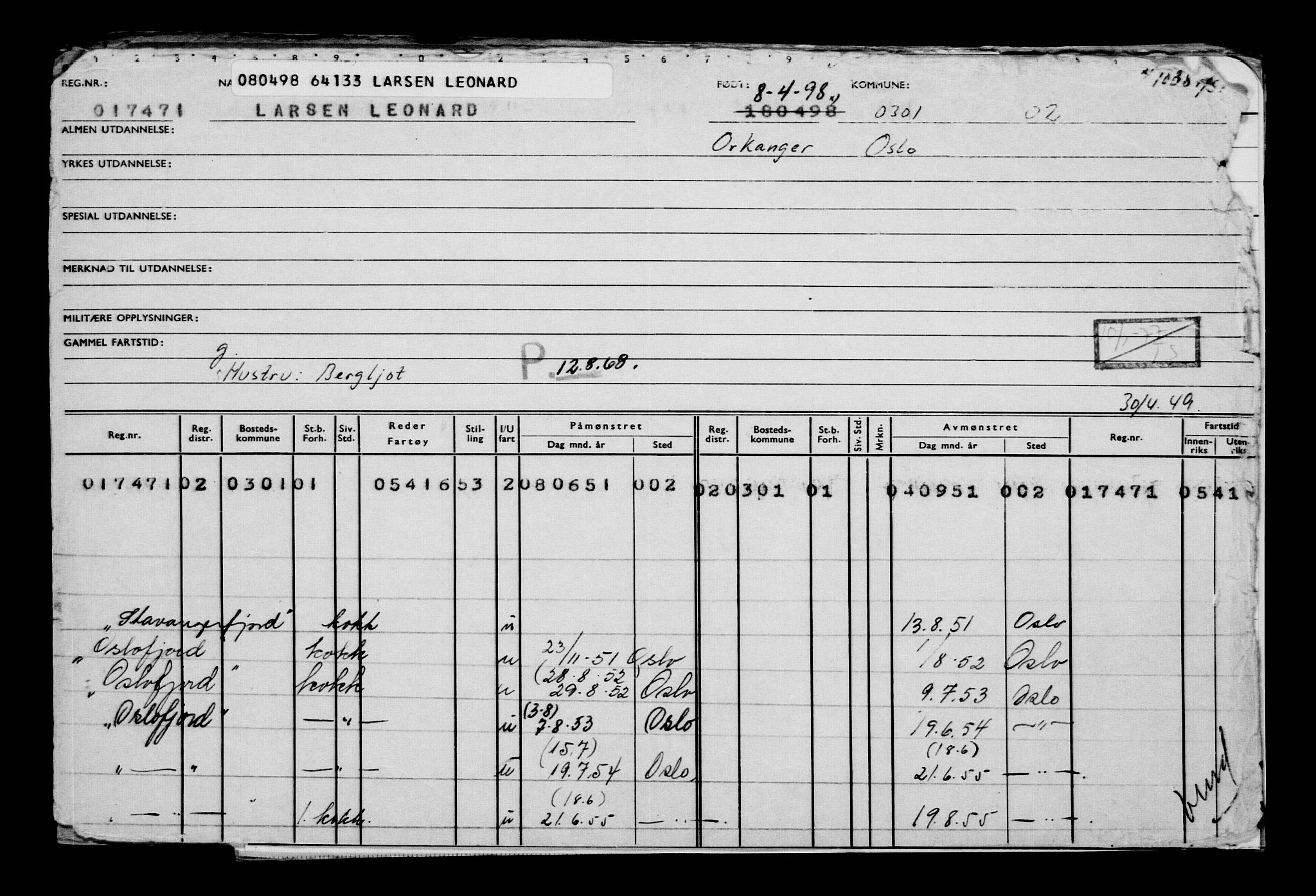 Direktoratet for sjømenn, AV/RA-S-3545/G/Gb/L0028: Hovedkort, 1898, p. 43