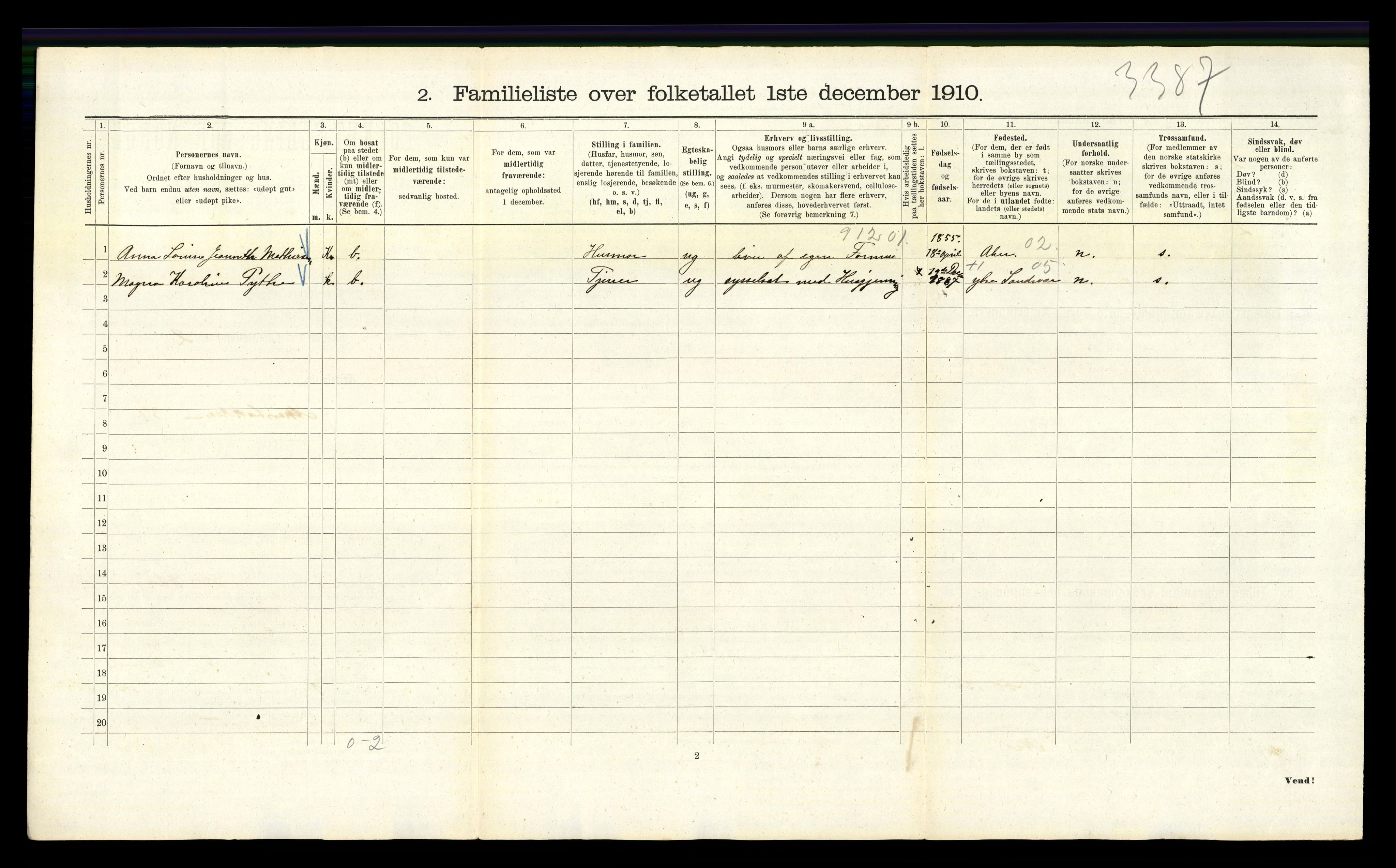 RA, 1910 census for Kristiania, 1910, p. 2008