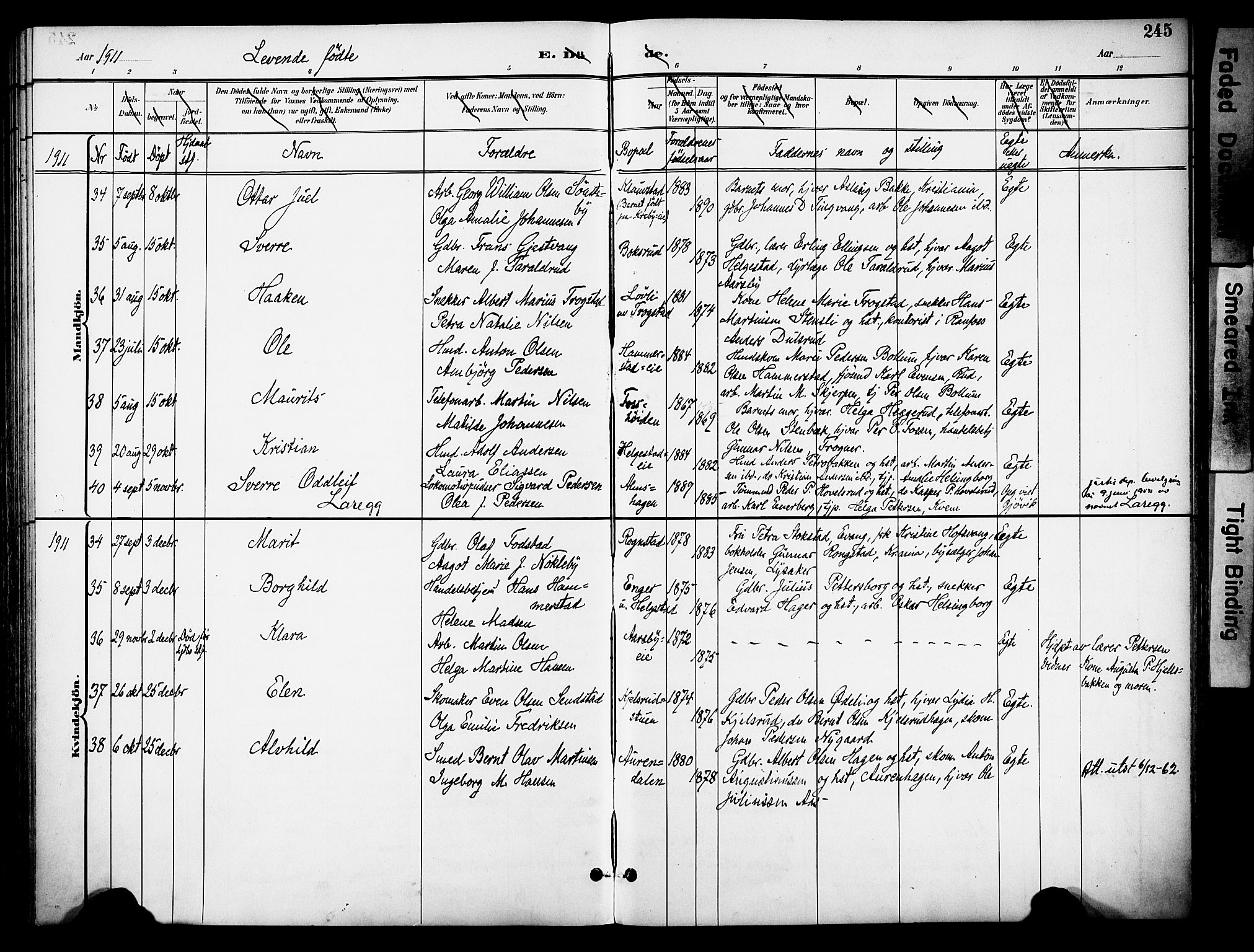 Østre Toten prestekontor, SAH/PREST-104/H/Ha/Haa/L0009: Parish register (official) no. 9, 1897-1913, p. 245