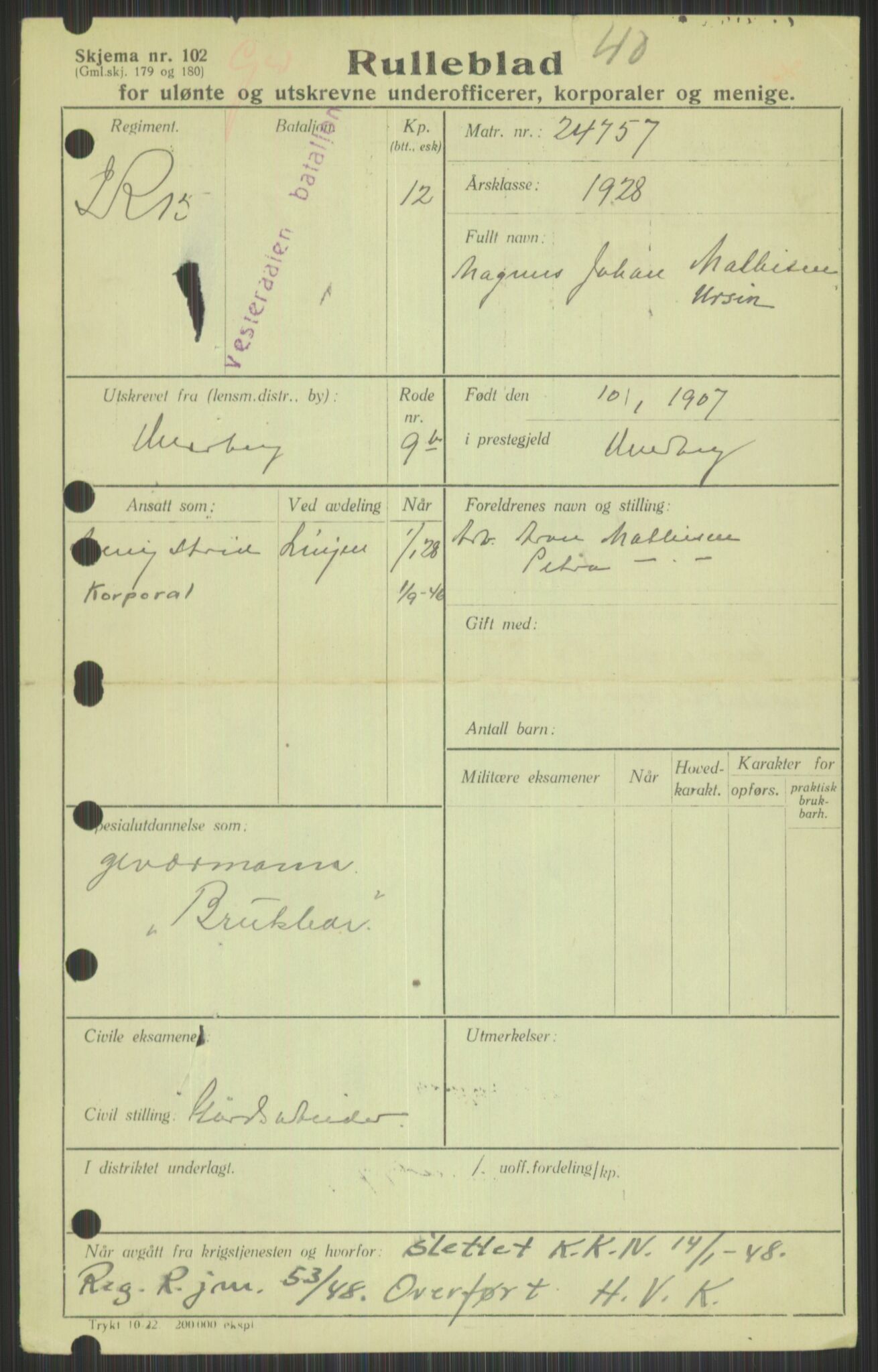 Forsvaret, Troms infanteriregiment nr. 16, AV/RA-RAFA-3146/P/Pa/L0013/0003: Rulleblad / Rulleblad for regimentets menige mannskaper, årsklasse 1928, 1928, p. 773