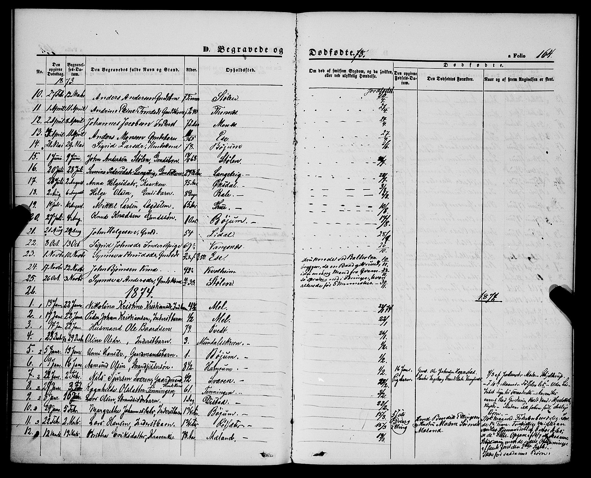 Balestrand sokneprestembete, AV/SAB-A-79601/H/Haa/Haaa/L0003: Parish register (official) no. A 3, 1867-1878, p. 164