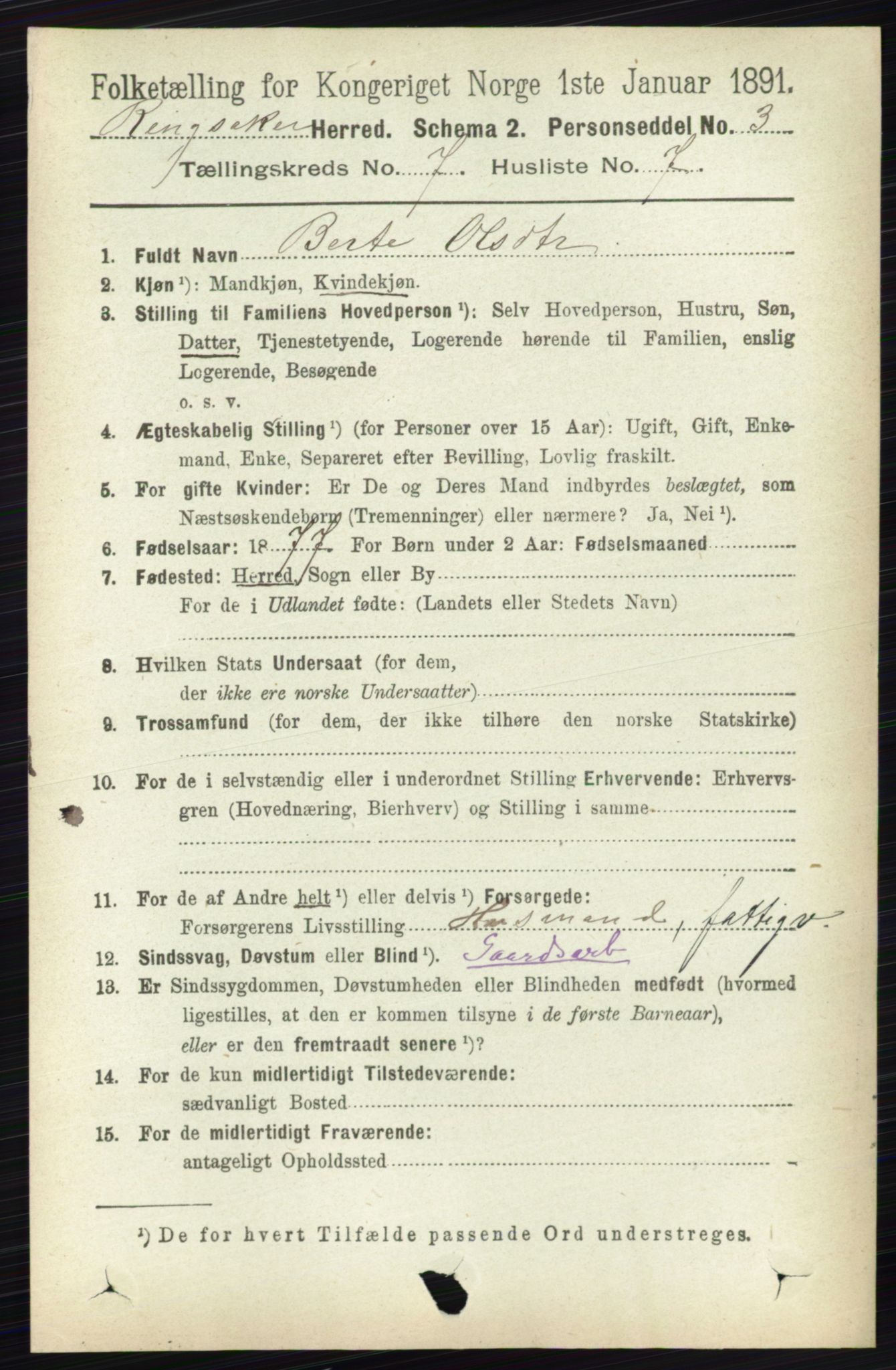 RA, 1891 census for 0412 Ringsaker, 1891, p. 3920
