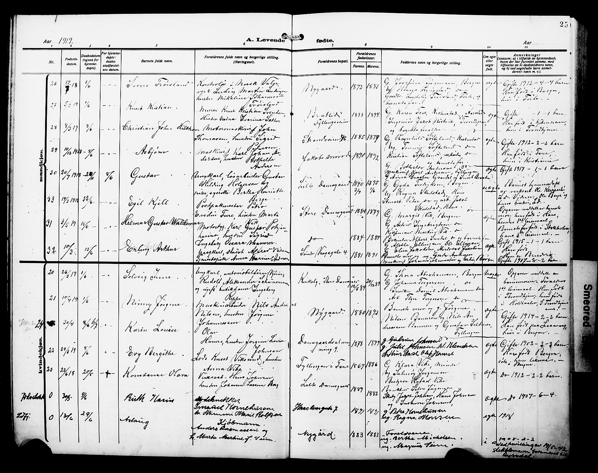 Laksevåg Sokneprestembete, AV/SAB-A-76501/H/Ha/Hab/Haba/L0006: Parish register (copy) no. A 6, 1917-1925, p. 25