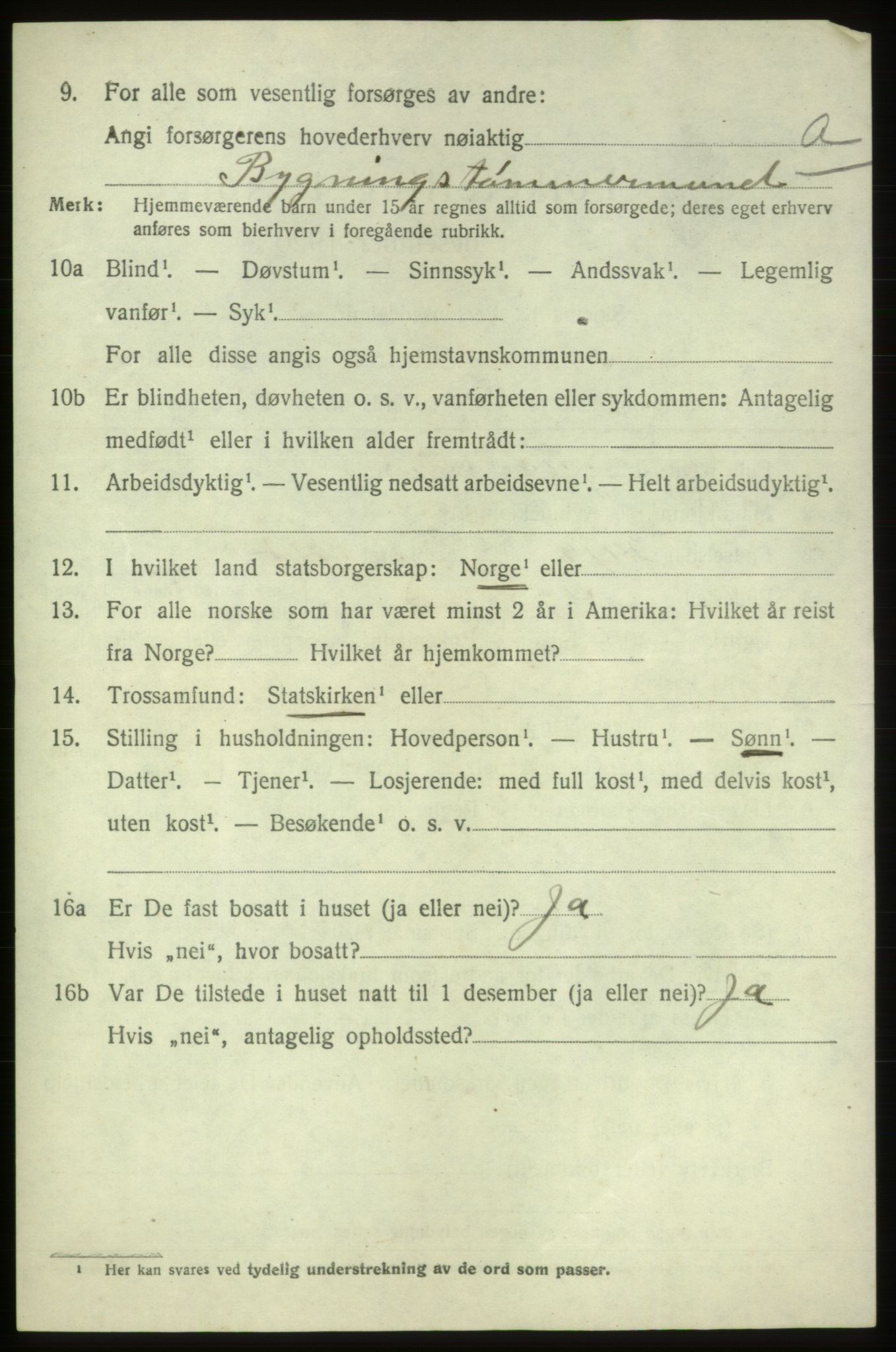 SAB, 1920 census for Tysnes, 1920, p. 8549