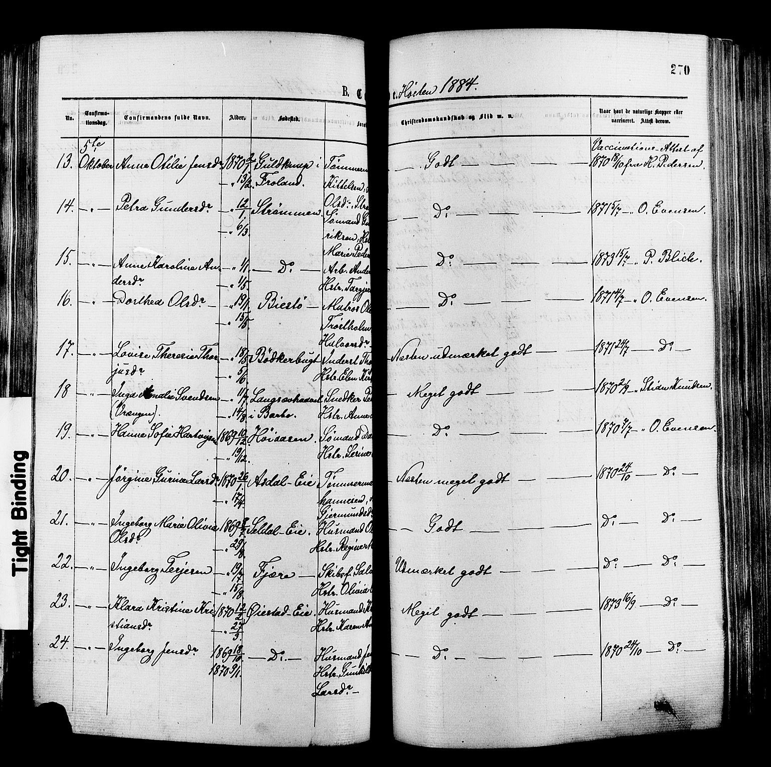 Øyestad sokneprestkontor, SAK/1111-0049/F/Fa/L0016: Parish register (official) no. A 16, 1874-1886, p. 270