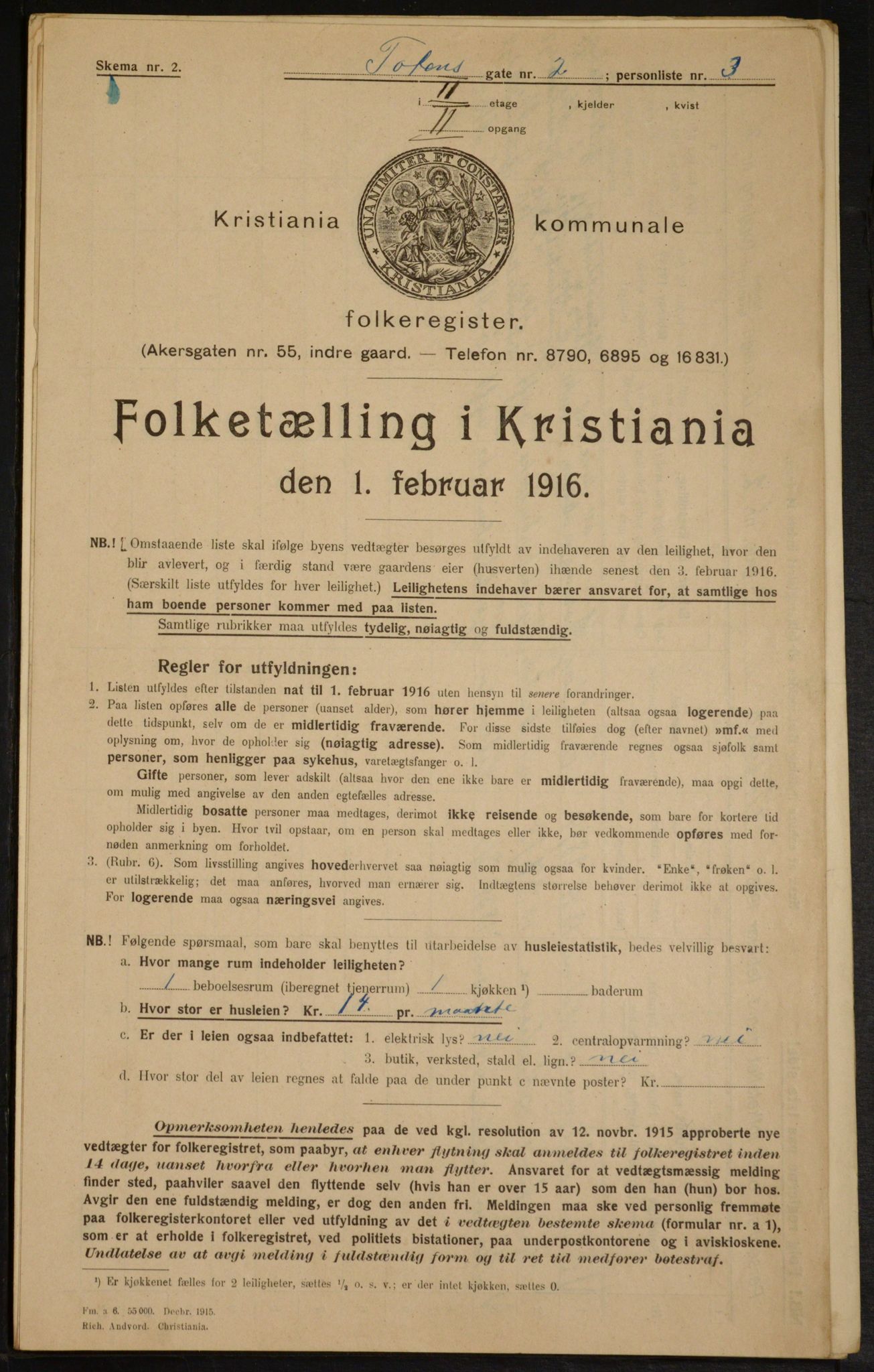 OBA, Municipal Census 1916 for Kristiania, 1916, p. 118544