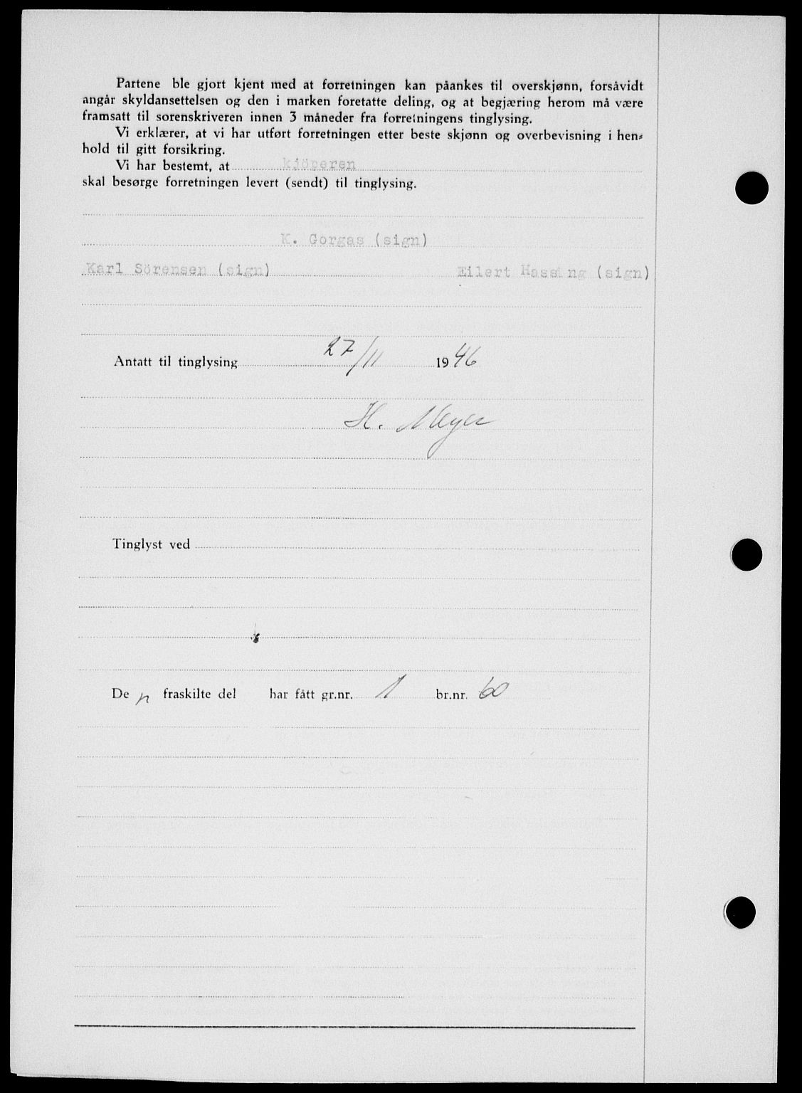 Onsøy sorenskriveri, SAO/A-10474/G/Ga/Gab/L0018: Mortgage book no. II A-18, 1946-1947, Diary no: : 3050/1946