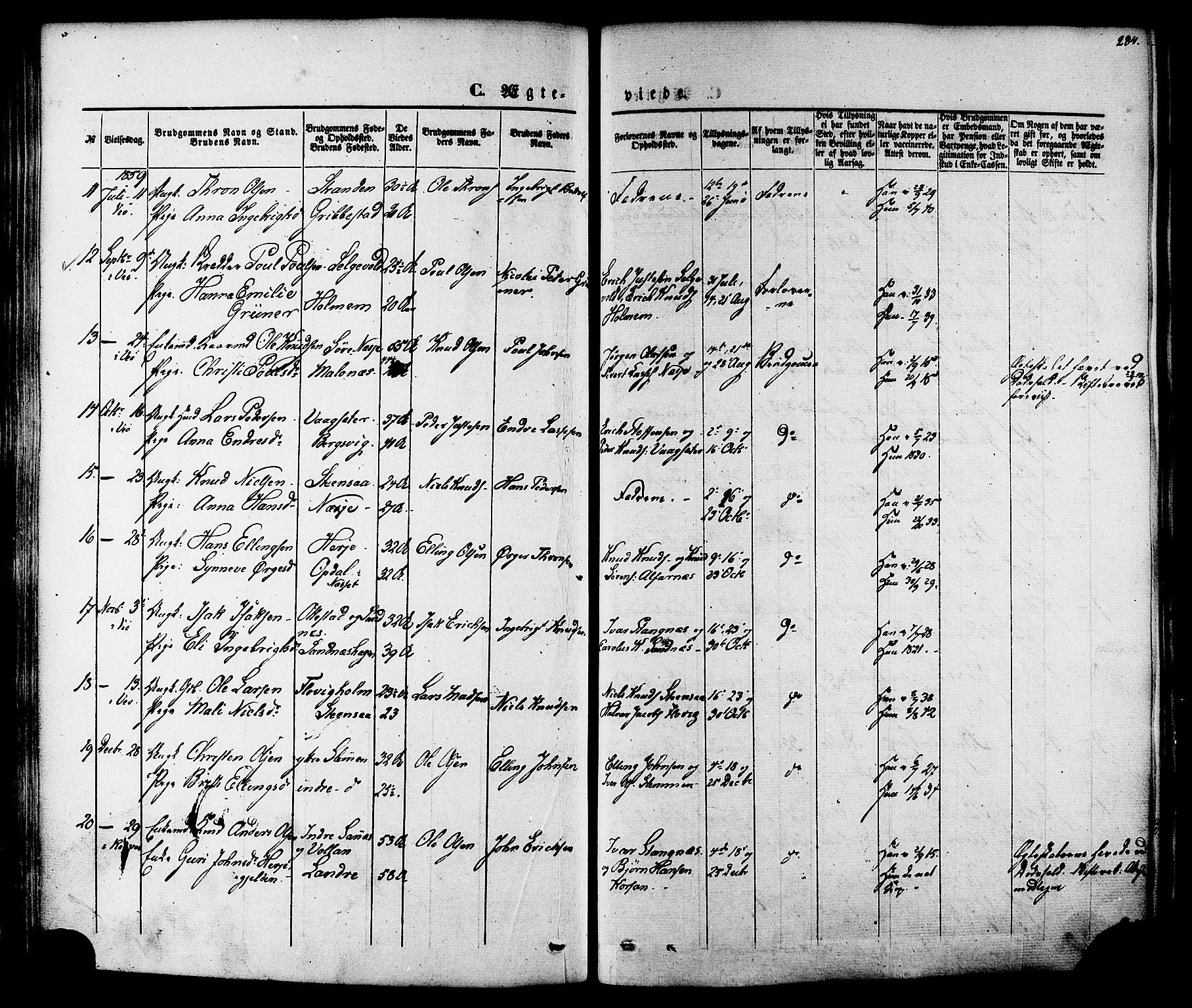 Ministerialprotokoller, klokkerbøker og fødselsregistre - Møre og Romsdal, AV/SAT-A-1454/547/L0603: Parish register (official) no. 547A05, 1846-1877, p. 284