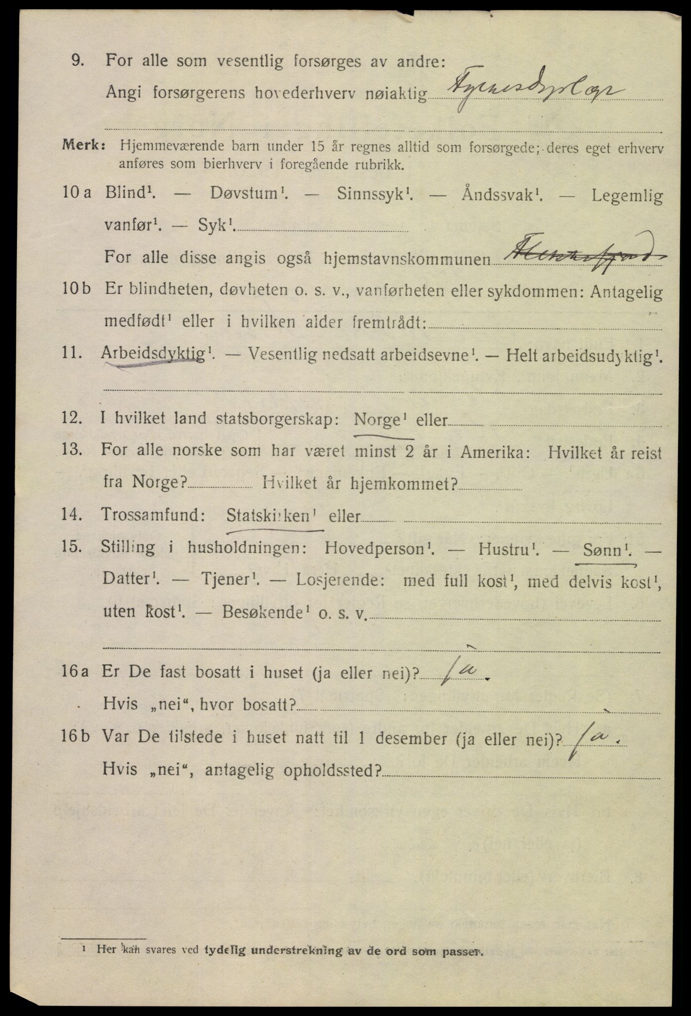 SAK, 1920 census for Flekkefjord, 1920, p. 3387