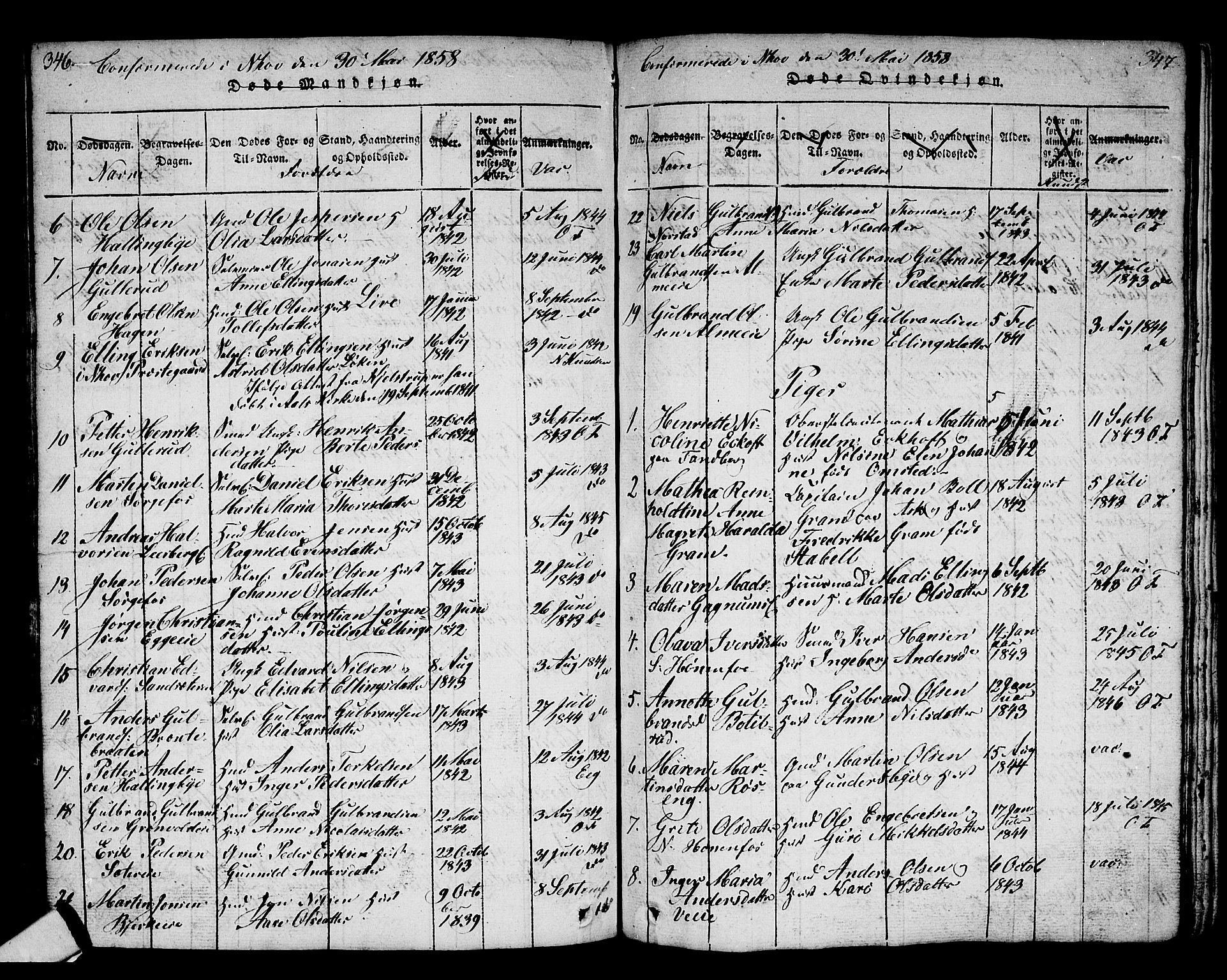 Norderhov kirkebøker, AV/SAKO-A-237/G/Ga/L0002: Parish register (copy) no. I 2, 1814-1867, p. 346-347