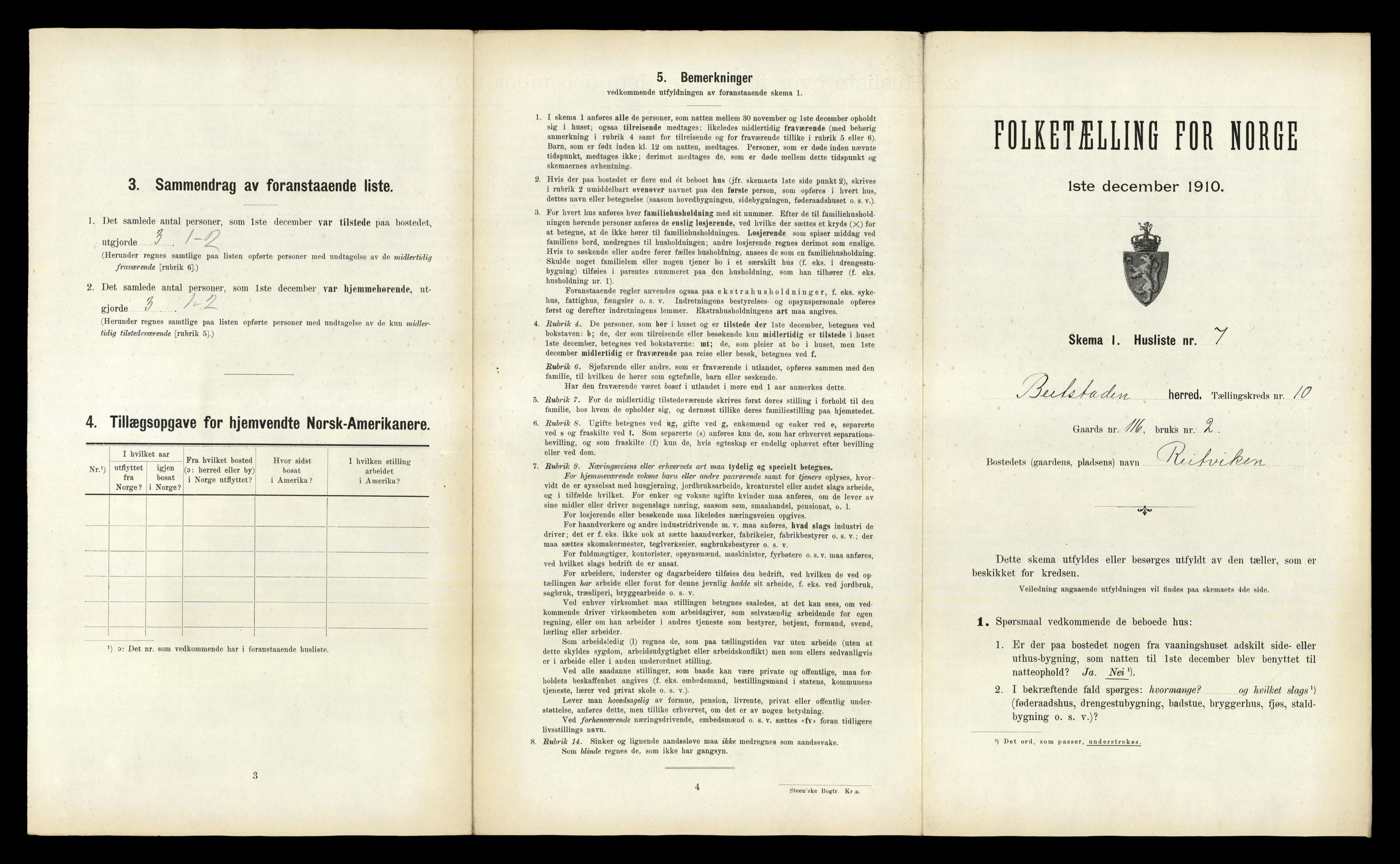 RA, 1910 census for Beitstad, 1910, p. 975