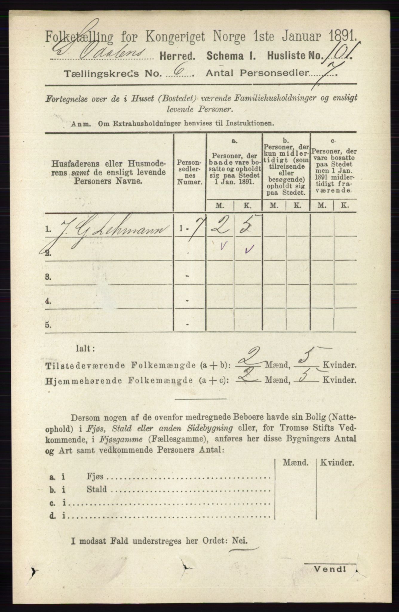 RA, 1891 census for 0419 Sør-Odal, 1891, p. 2789