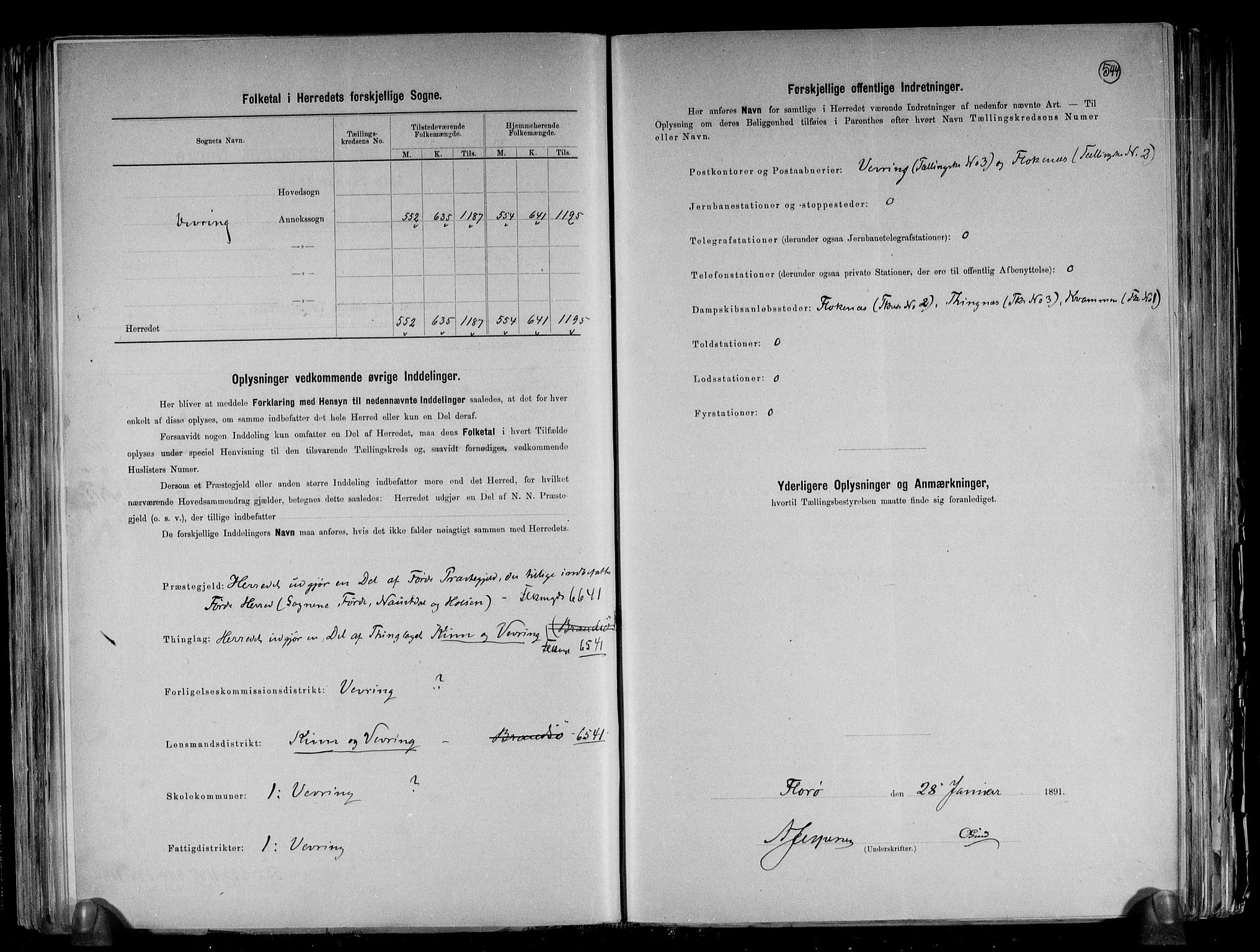 RA, 1891 census for 1434 Vevring, 1891, p. 3