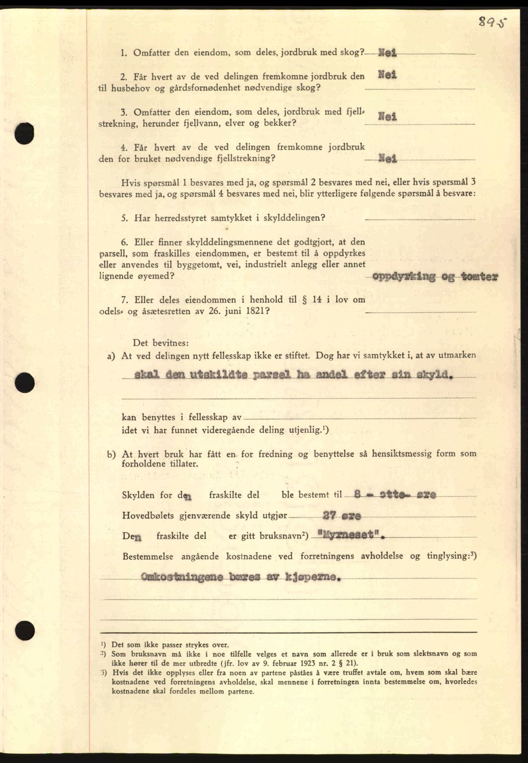 Nordmøre sorenskriveri, AV/SAT-A-4132/1/2/2Ca: Mortgage book no. A93, 1942-1942, Diary no: : 2570/1942