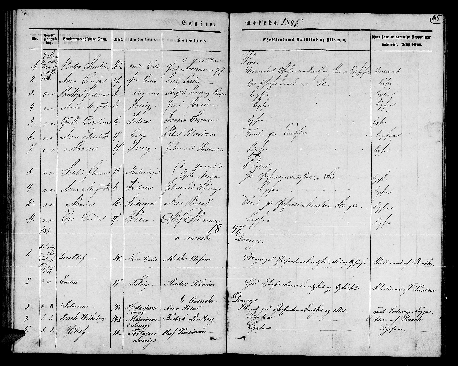 Talvik sokneprestkontor, SATØ/S-1337/H/Ha/L0015kirke: Parish register (official) no. 15, 1837-1847, p. 65