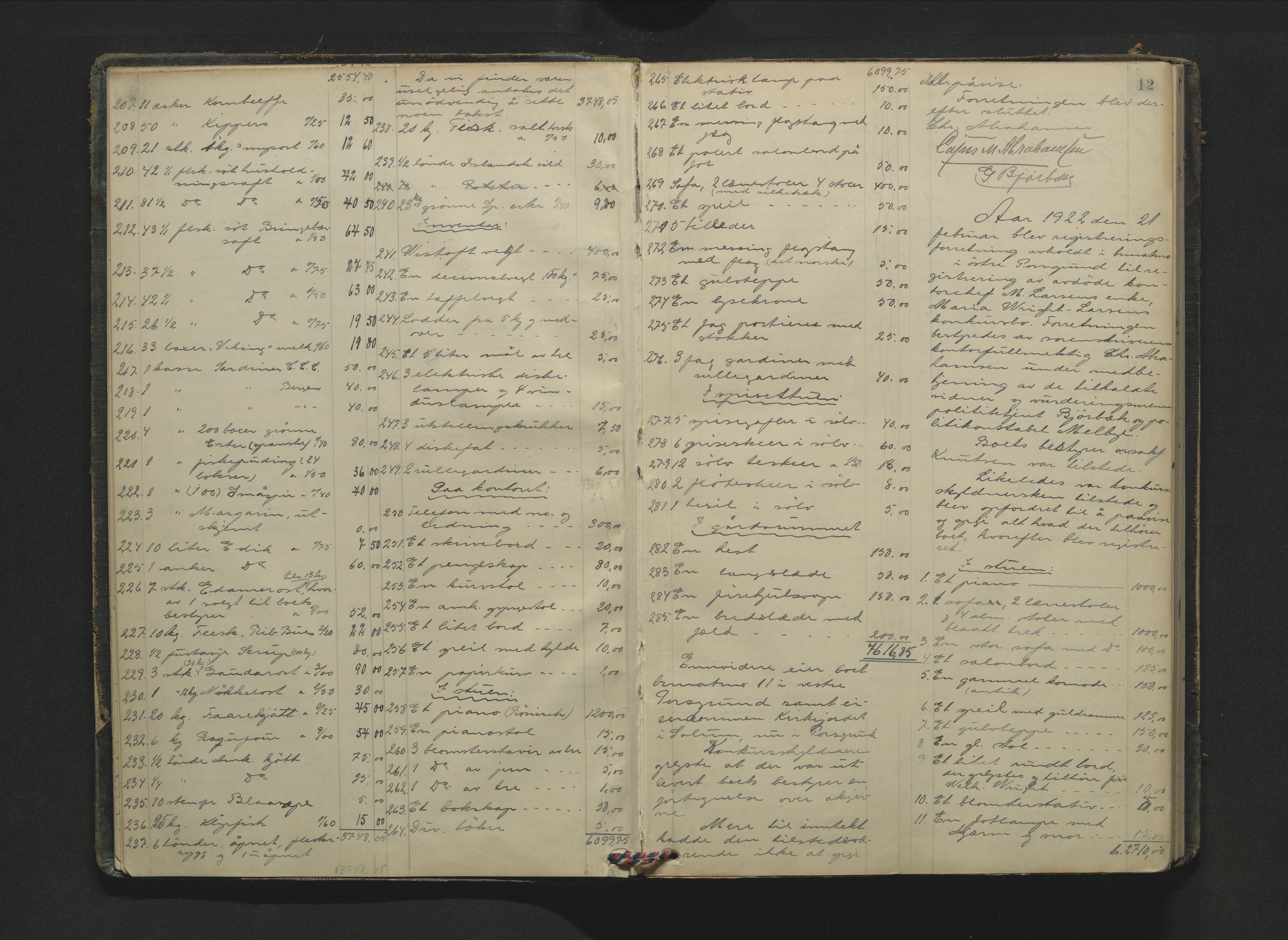 Gjerpen sorenskriveri, AV/SAKO-A-216/H/Hb/Hba/Hbab/L0002: Skifteregistreringsprotokoll, Porsgrunn by, 1921-1931, p. 11b-12a