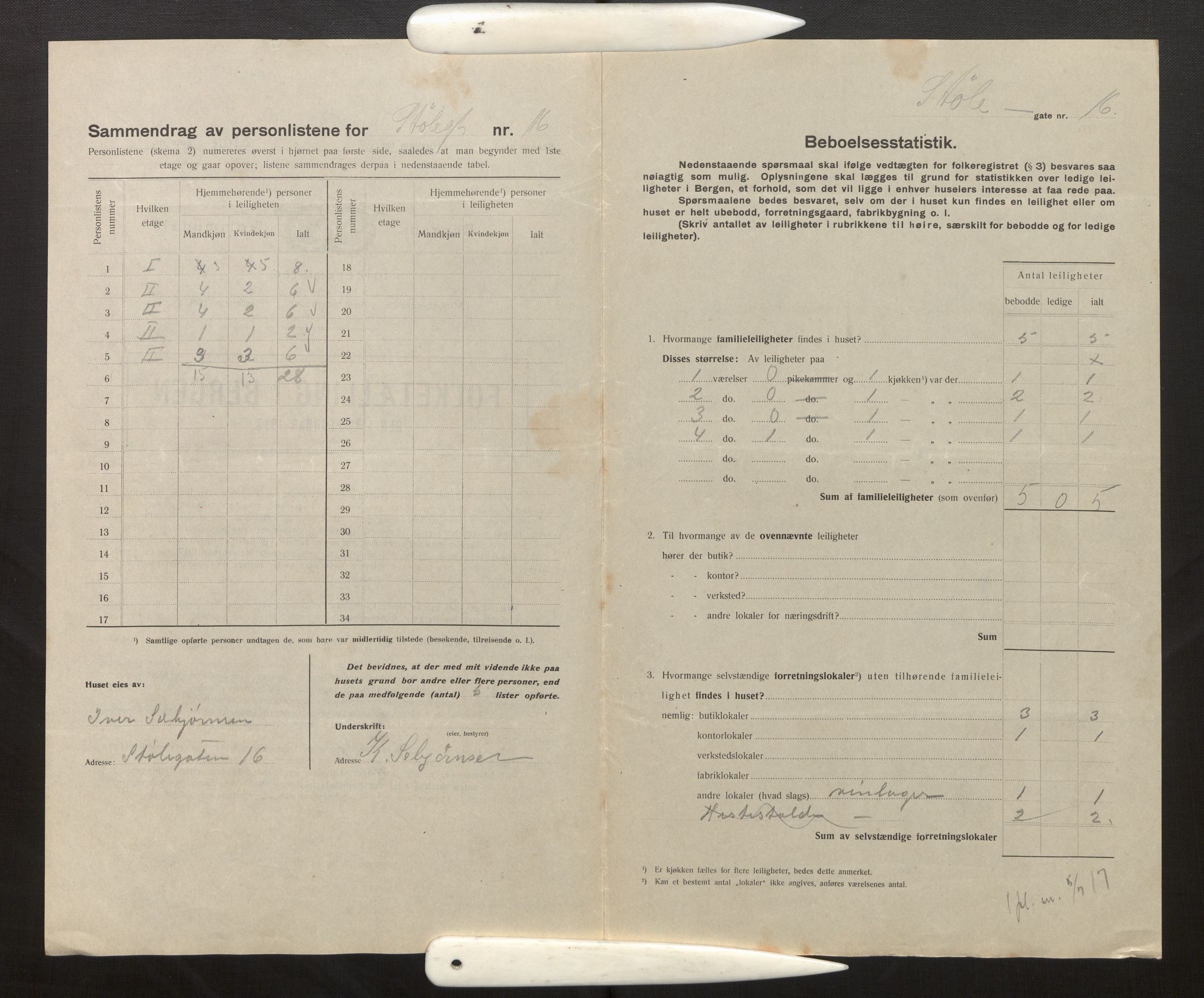 SAB, Municipal Census 1917 for Bergen, 1917, p. 39244