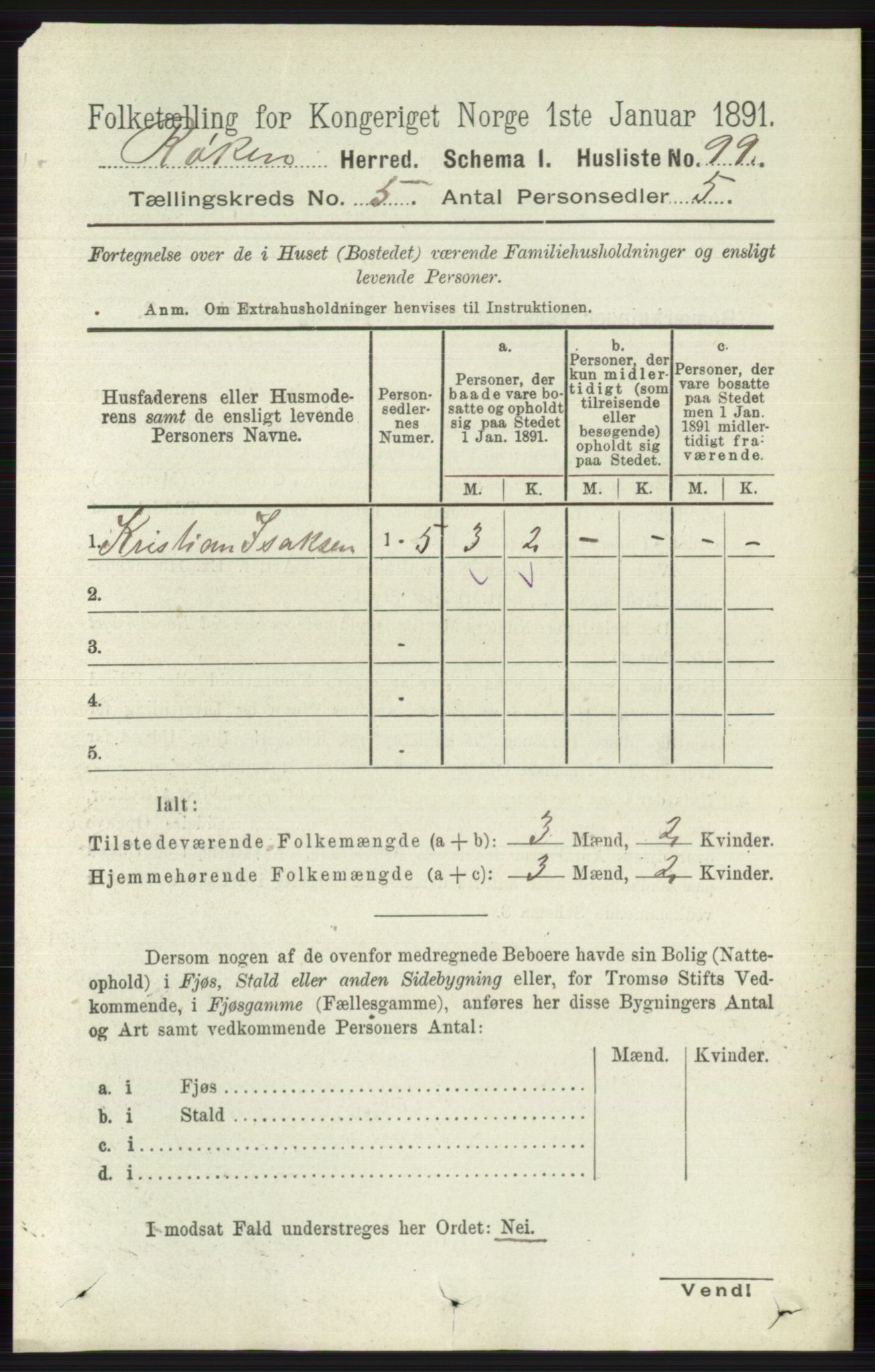 RA, 1891 census for 0627 Røyken, 1891, p. 2863