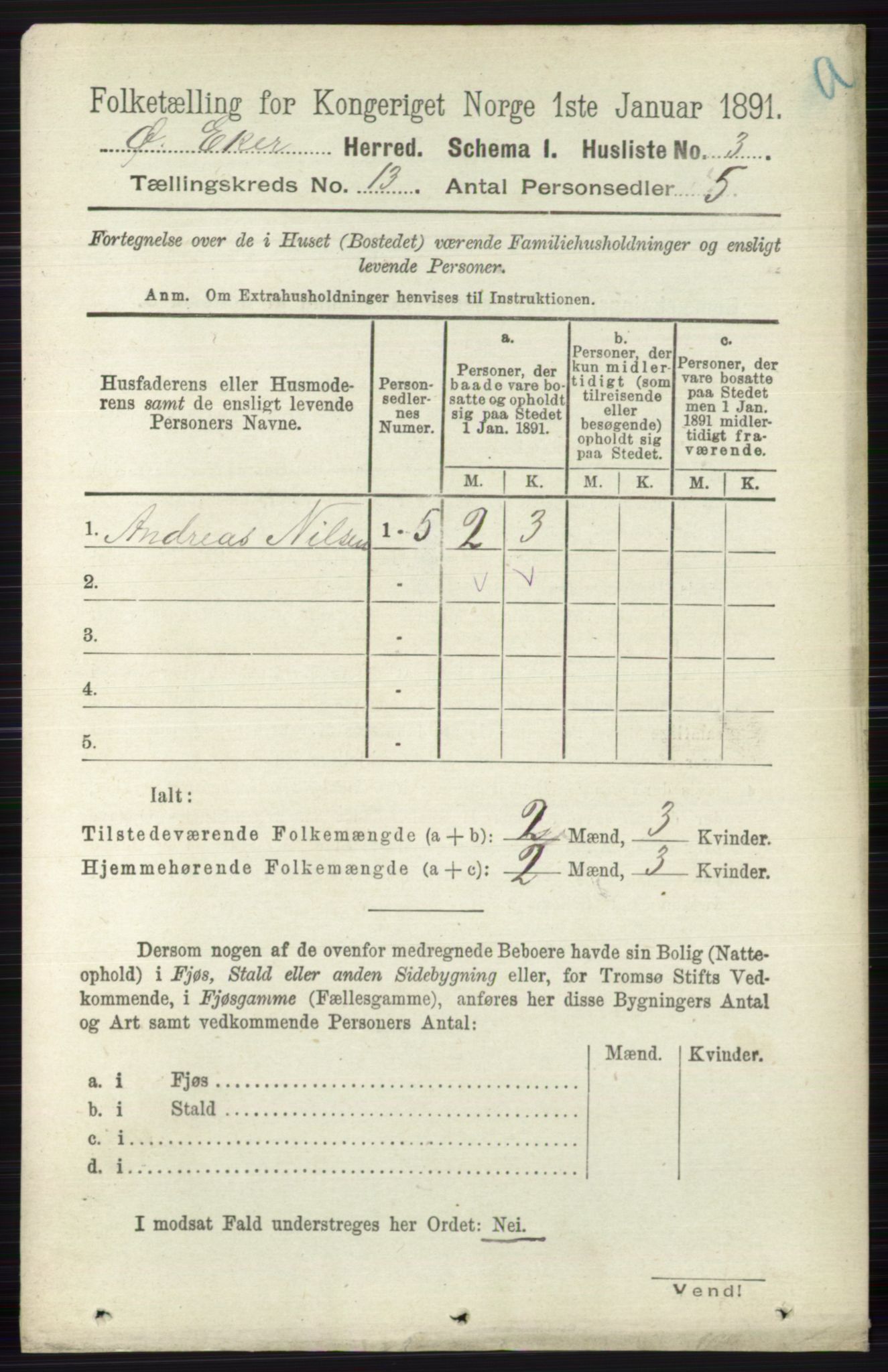 RA, 1891 census for 0624 Øvre Eiker, 1891, p. 5782