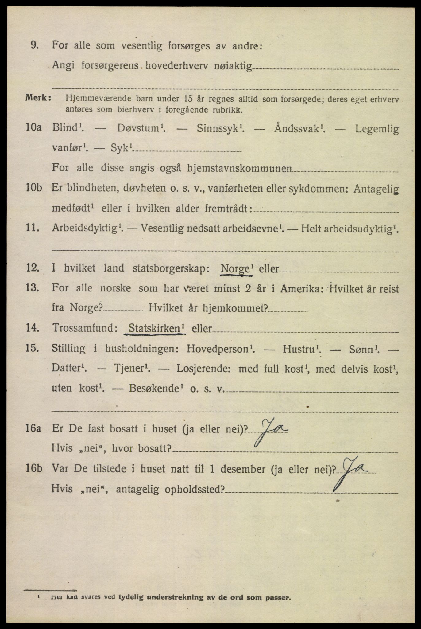 SAK, 1920 census for Oddernes, 1920, p. 4418
