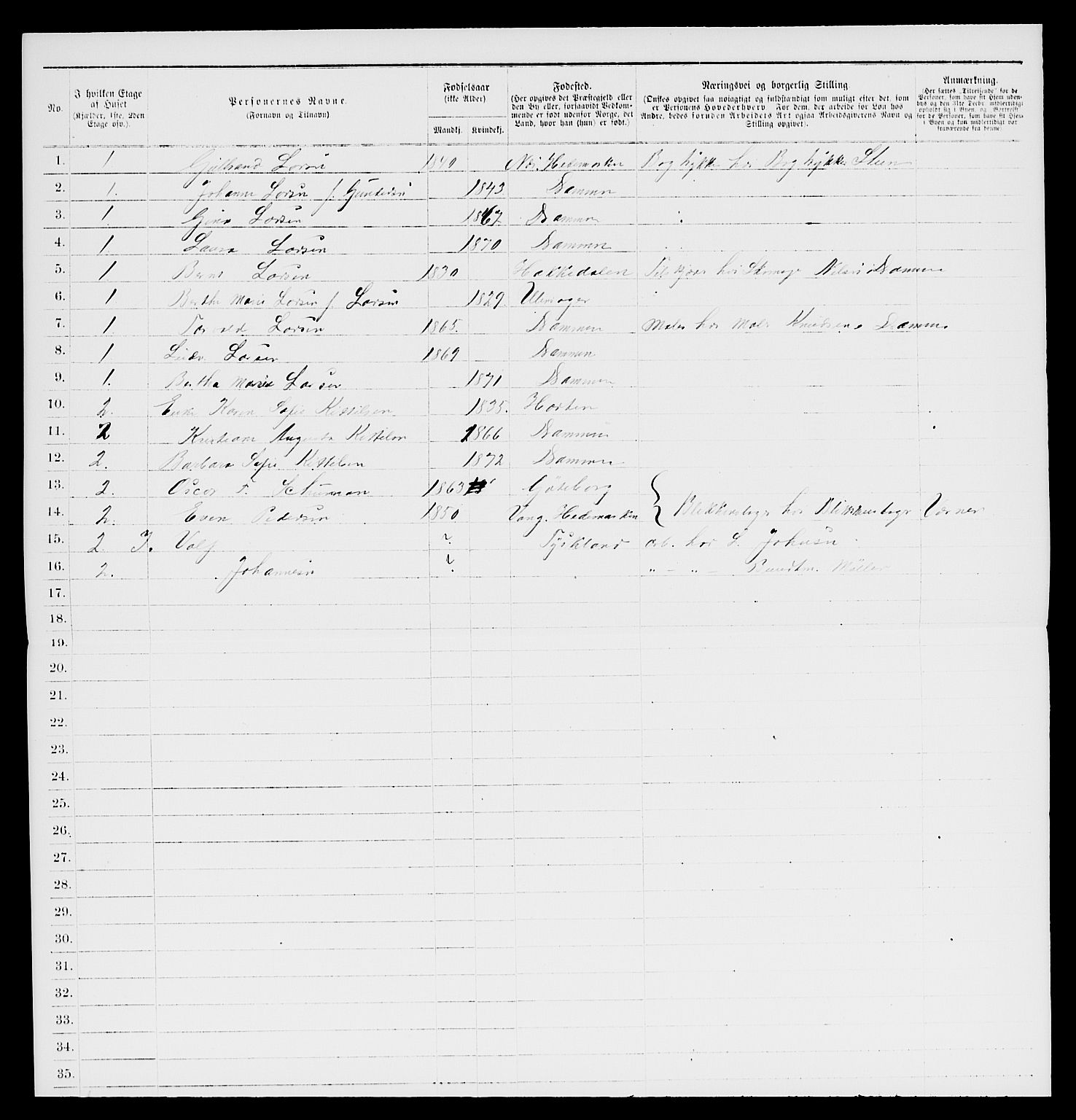 SAKO, 1885 census for 0602 Drammen, 1885, p. 1015