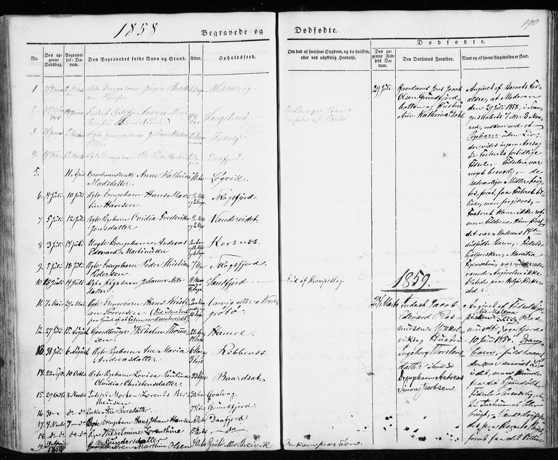Karlsøy sokneprestembete, SATØ/S-1299/H/Ha/Haa/L0009kirke: Parish register (official) no. 9, 1838-1867, p. 190