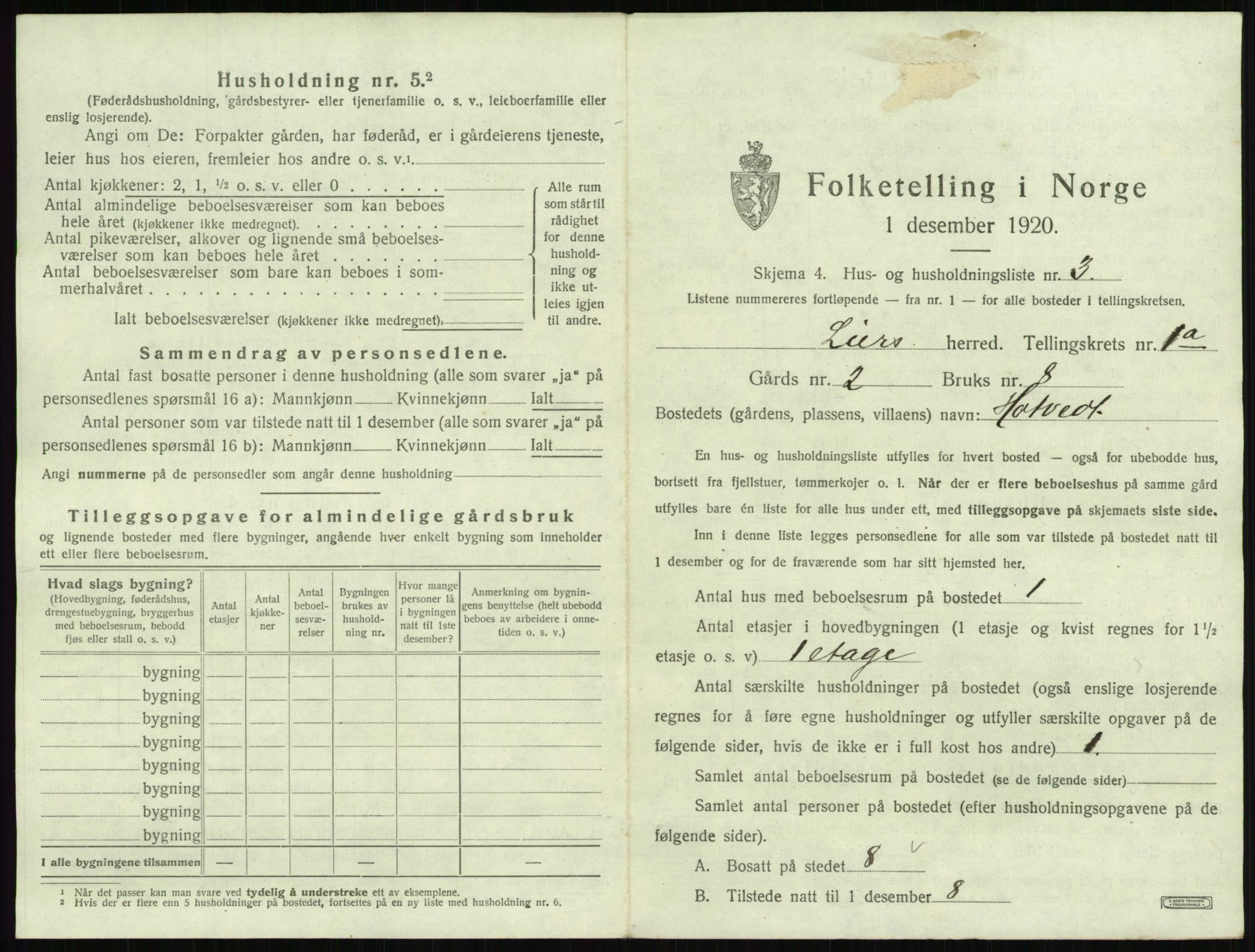 SAKO, 1920 census for Lier, 1920, p. 85