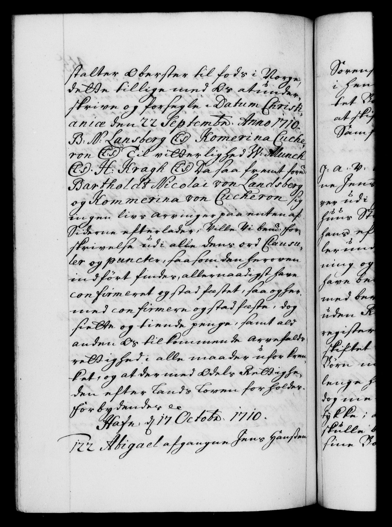 Danske Kanselli 1572-1799, AV/RA-EA-3023/F/Fc/Fca/Fcaa/L0020: Norske registre, 1708-1711, p. 455b