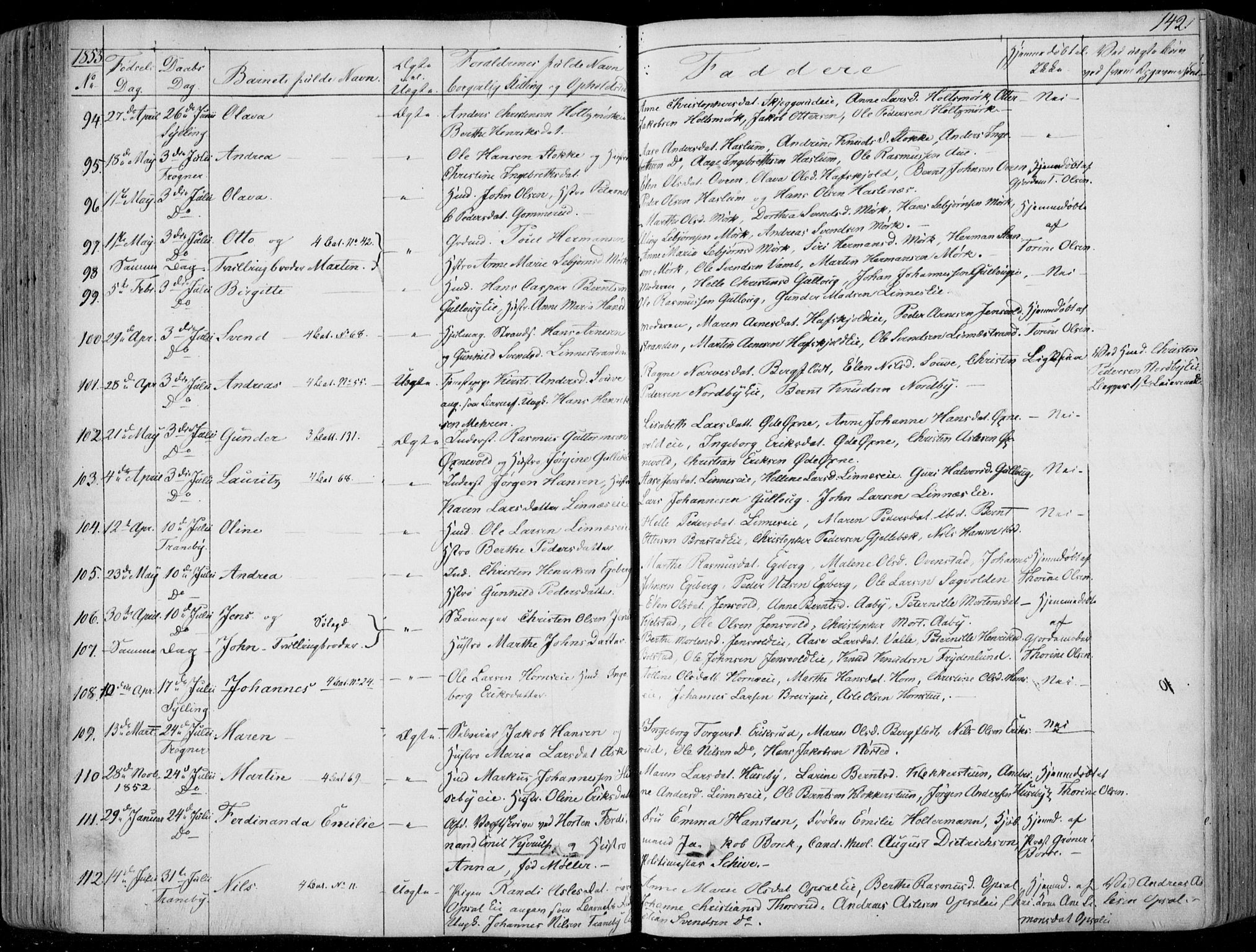 Lier kirkebøker, SAKO/A-230/F/Fa/L0011: Parish register (official) no. I 11, 1843-1854, p. 142