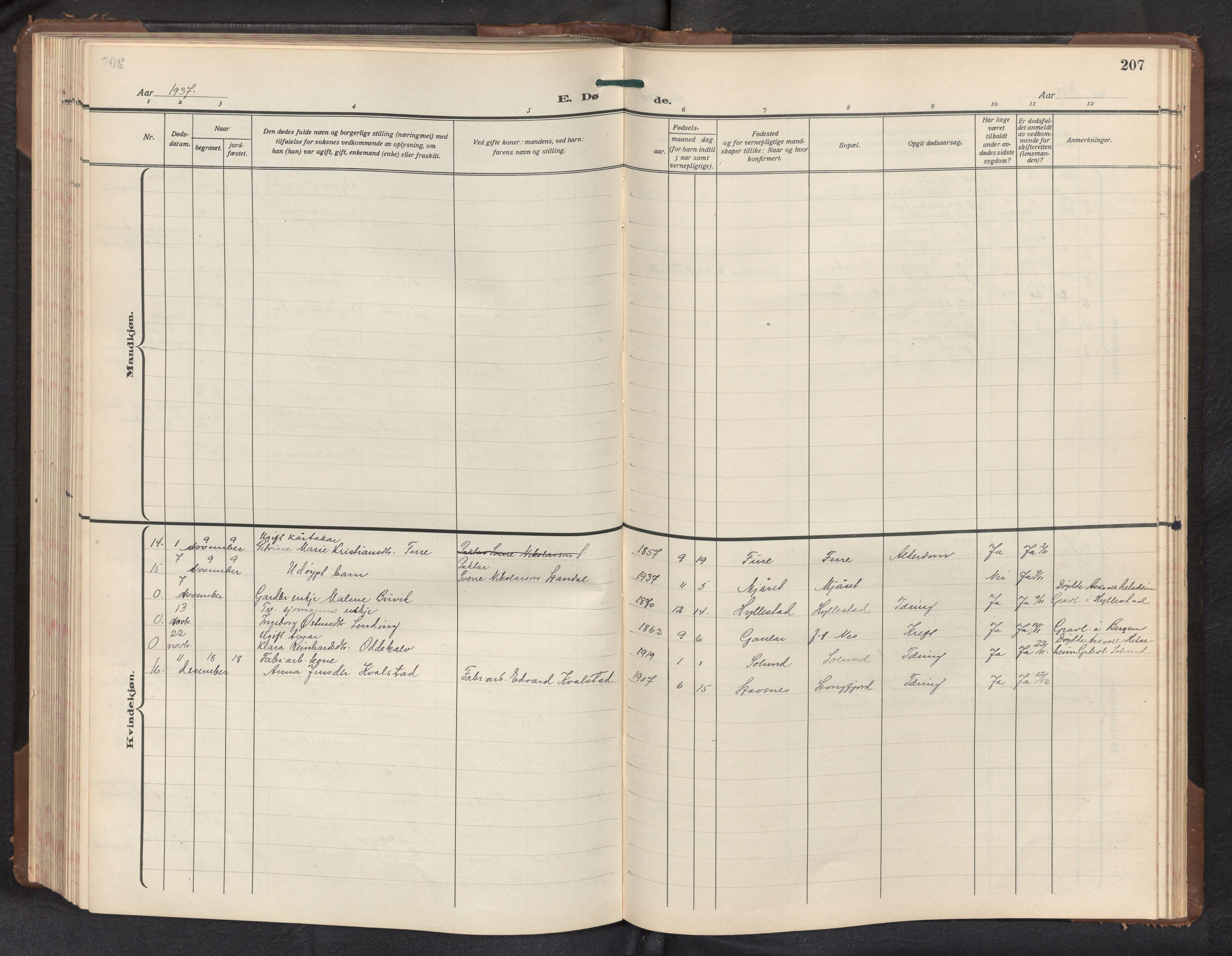 Askvoll sokneprestembete, AV/SAB-A-79501/H/Hab/Haba/L0005: Parish register (copy) no. A 5, 1929-1954, p. 206b-207a