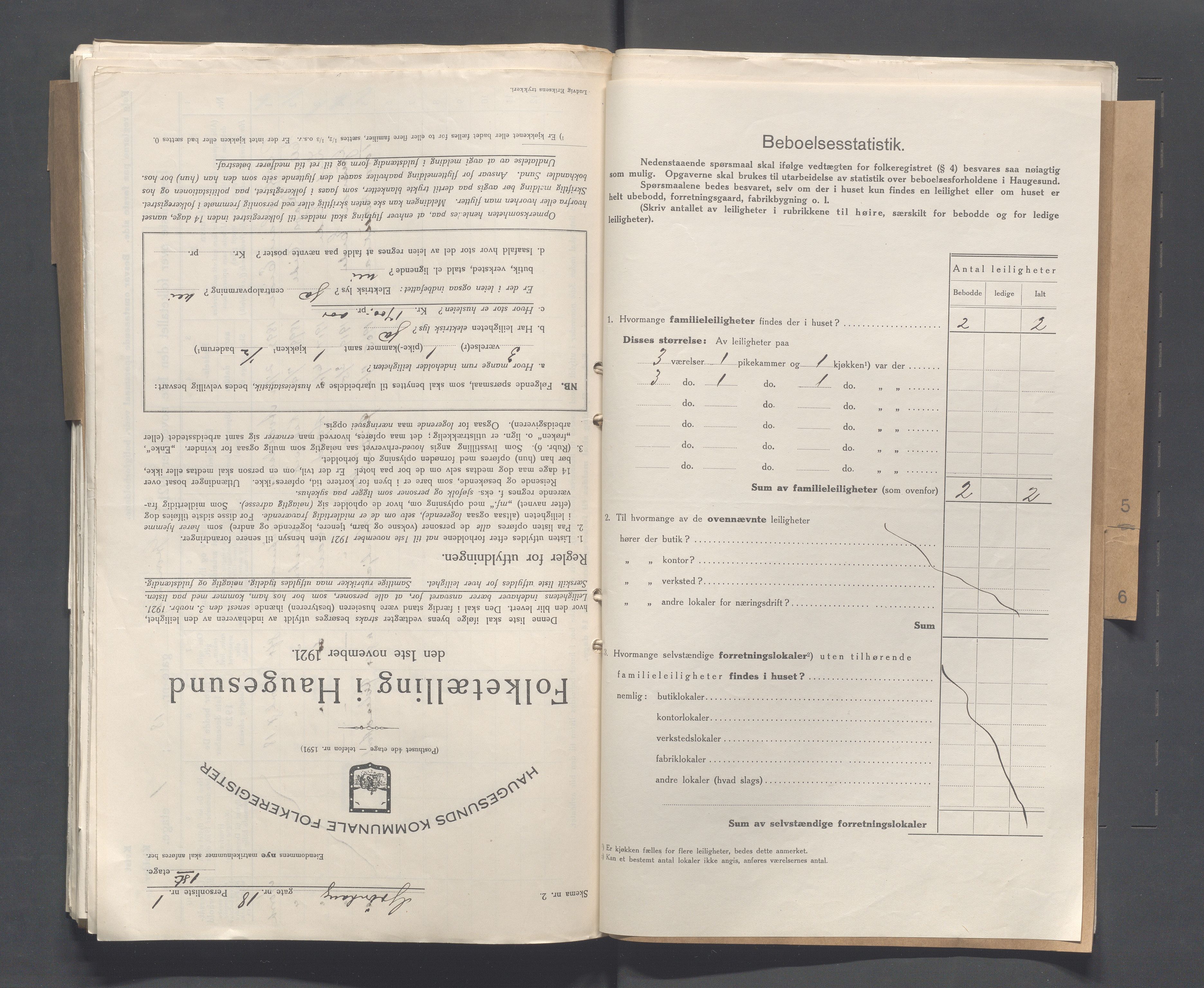 IKAR, Local census 1.11.1921 for Haugesund, 1921, p. 1225