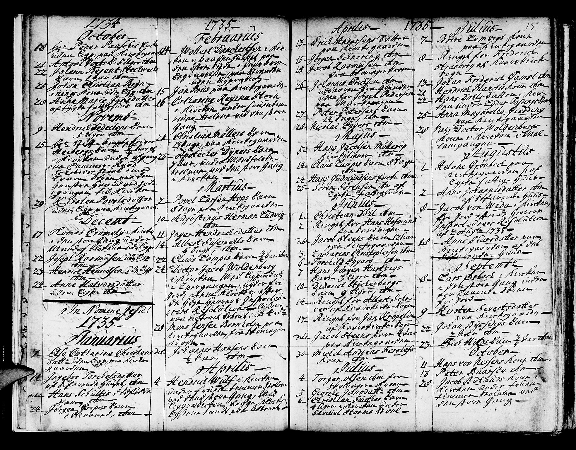 Domkirken sokneprestembete, AV/SAB-A-74801/H/Haa/L0008: Parish register (official) no. A 8, 1725-1775, p. 15