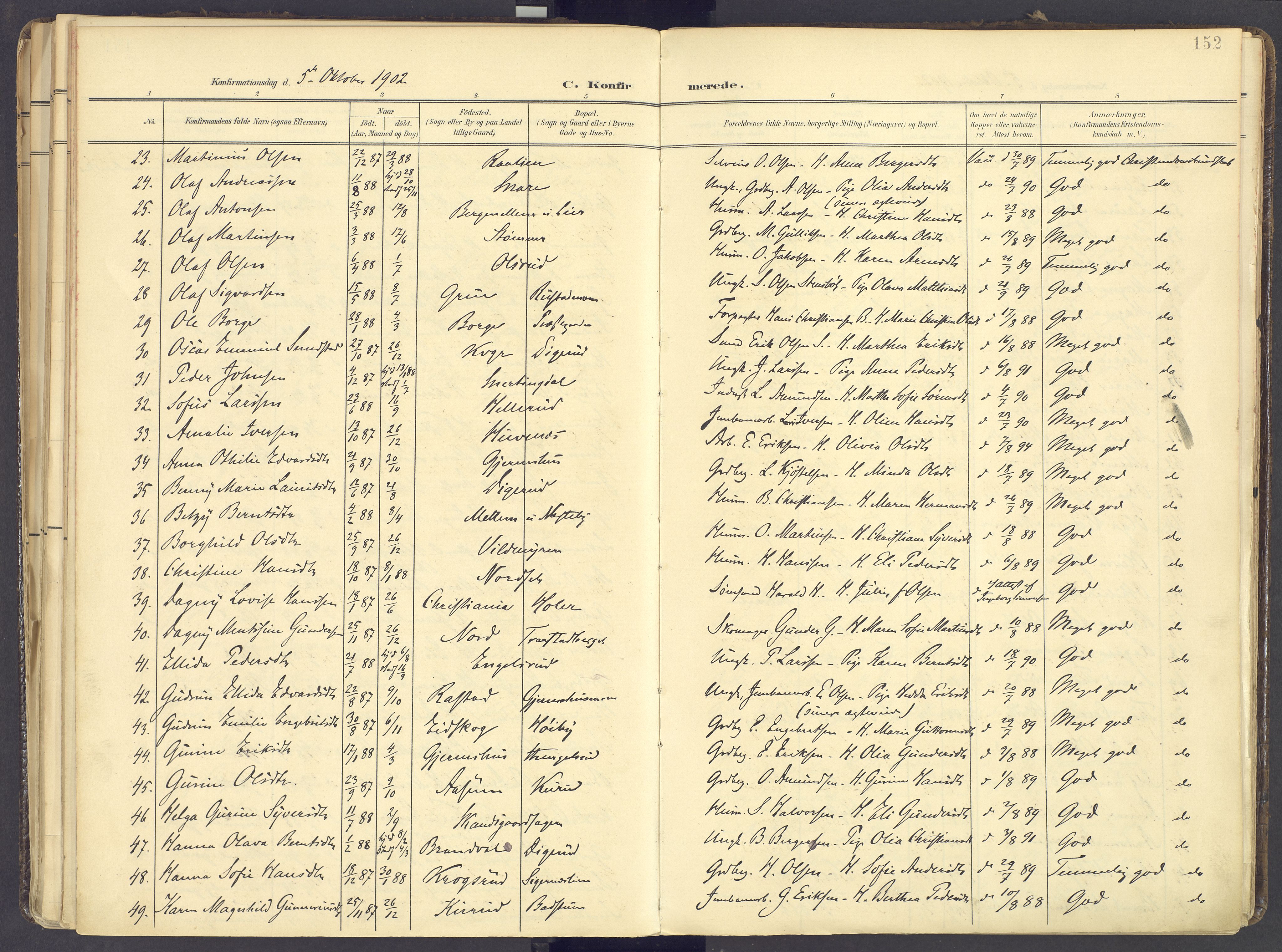 Vinger prestekontor, AV/SAH-PREST-024/H/Ha/Haa/L0017: Parish register (official) no. 17, 1901-1927, p. 152