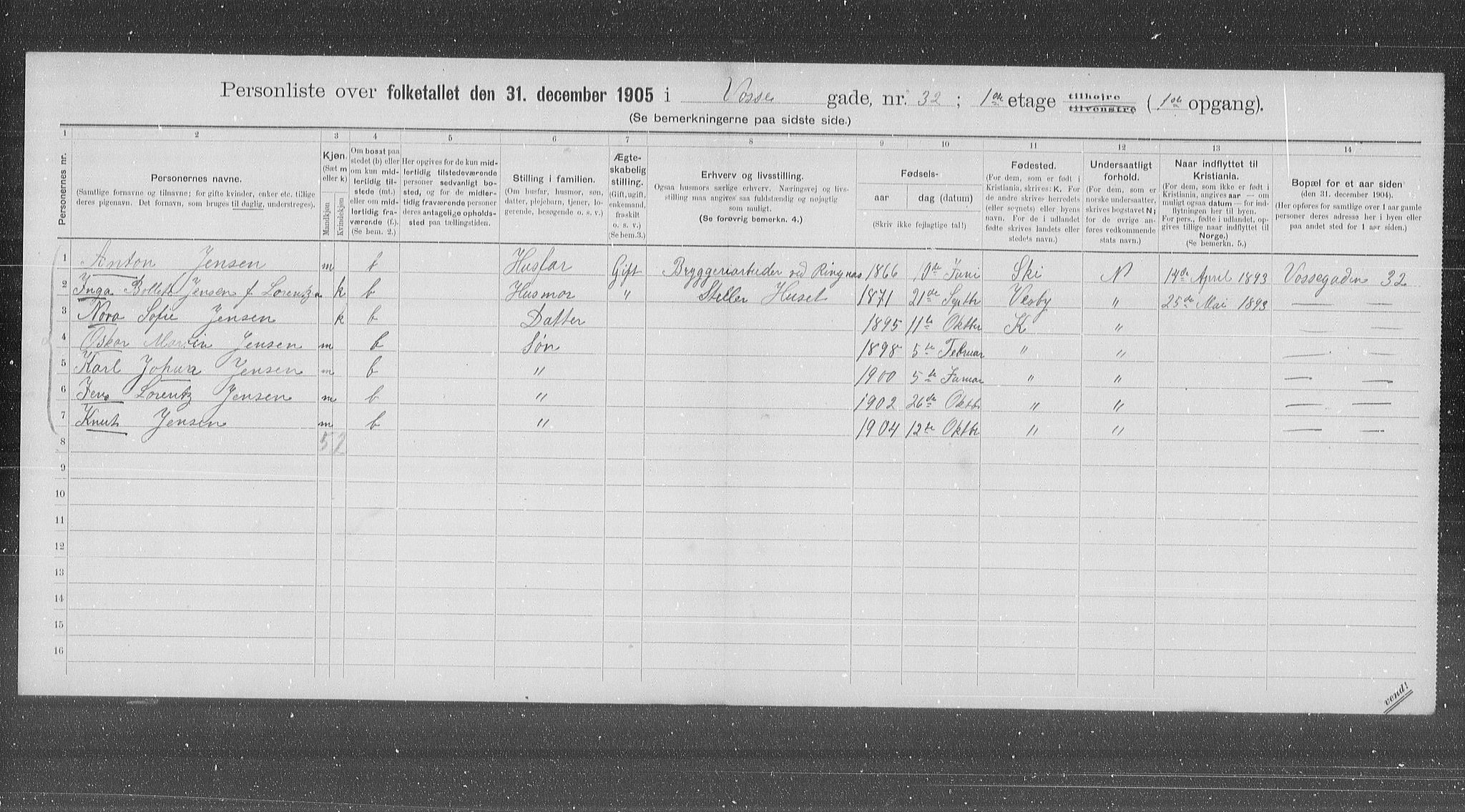 OBA, Municipal Census 1905 for Kristiania, 1905, p. 66229