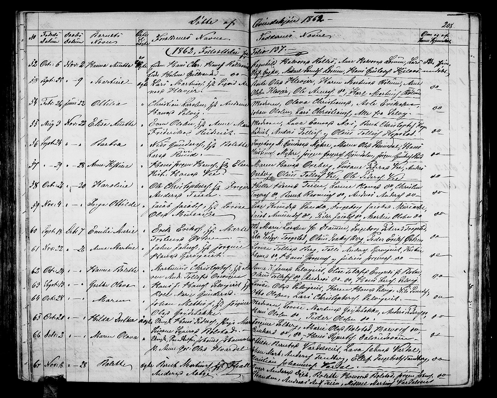 Sande Kirkebøker, AV/SAKO-A-53/G/Ga/L0002: Parish register (copy) no. 2, 1847-1863, p. 208