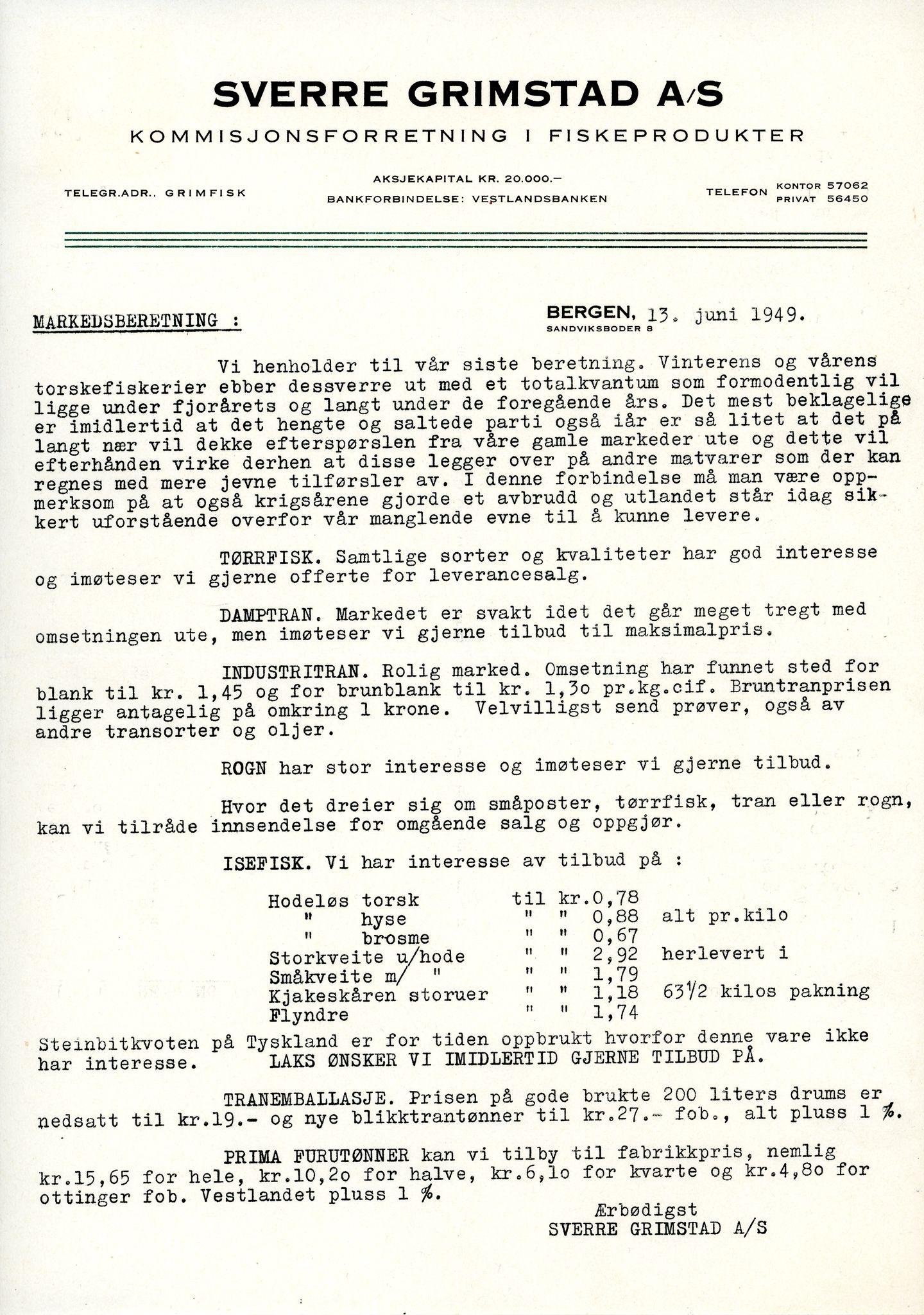 Vardø Fiskersamvirkelag, VAMU/A-0037/D/Da/L0006: Korrespondanse Re-St, 1947-1951