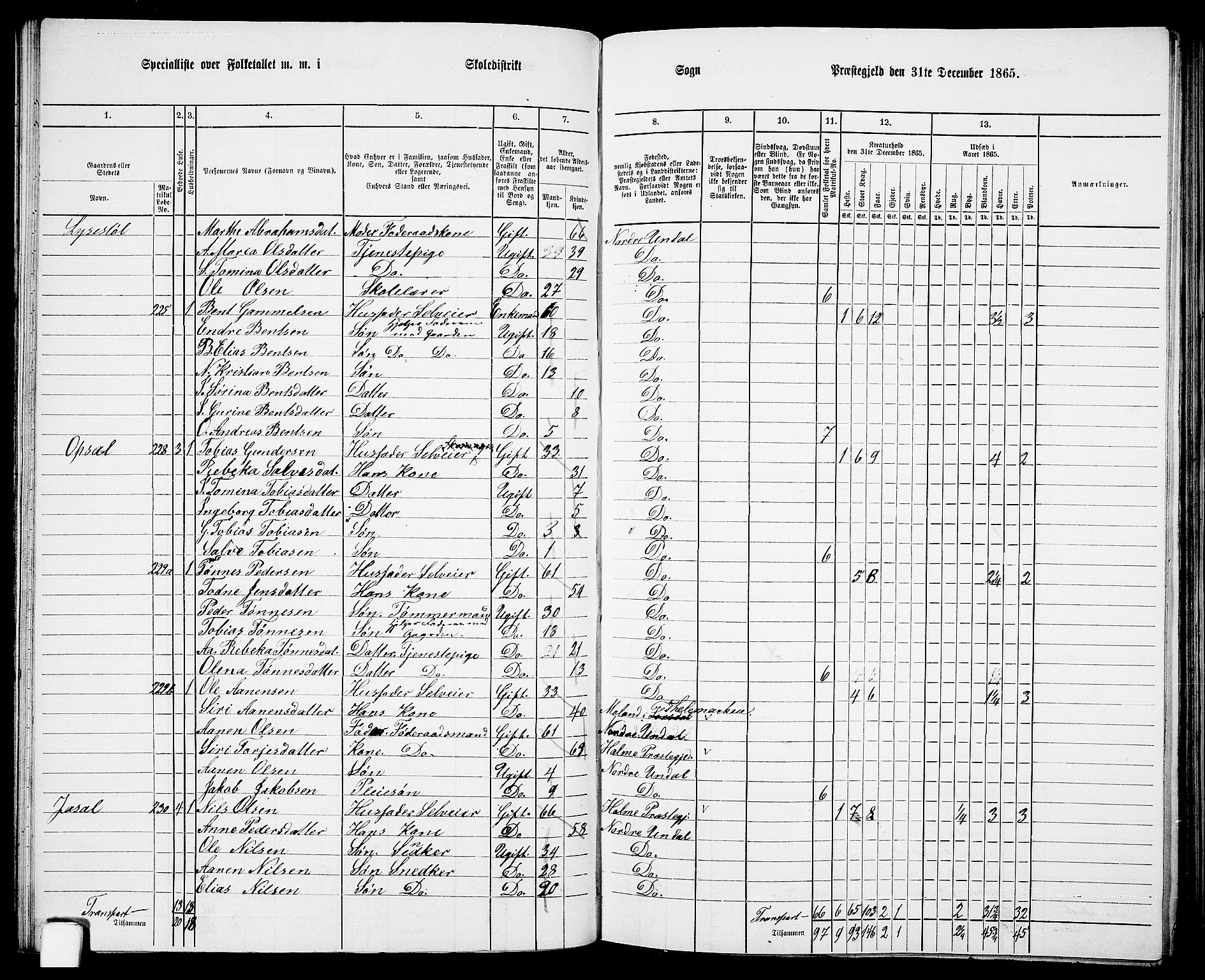 RA, 1865 census for Nord-Audnedal, 1865, p. 37